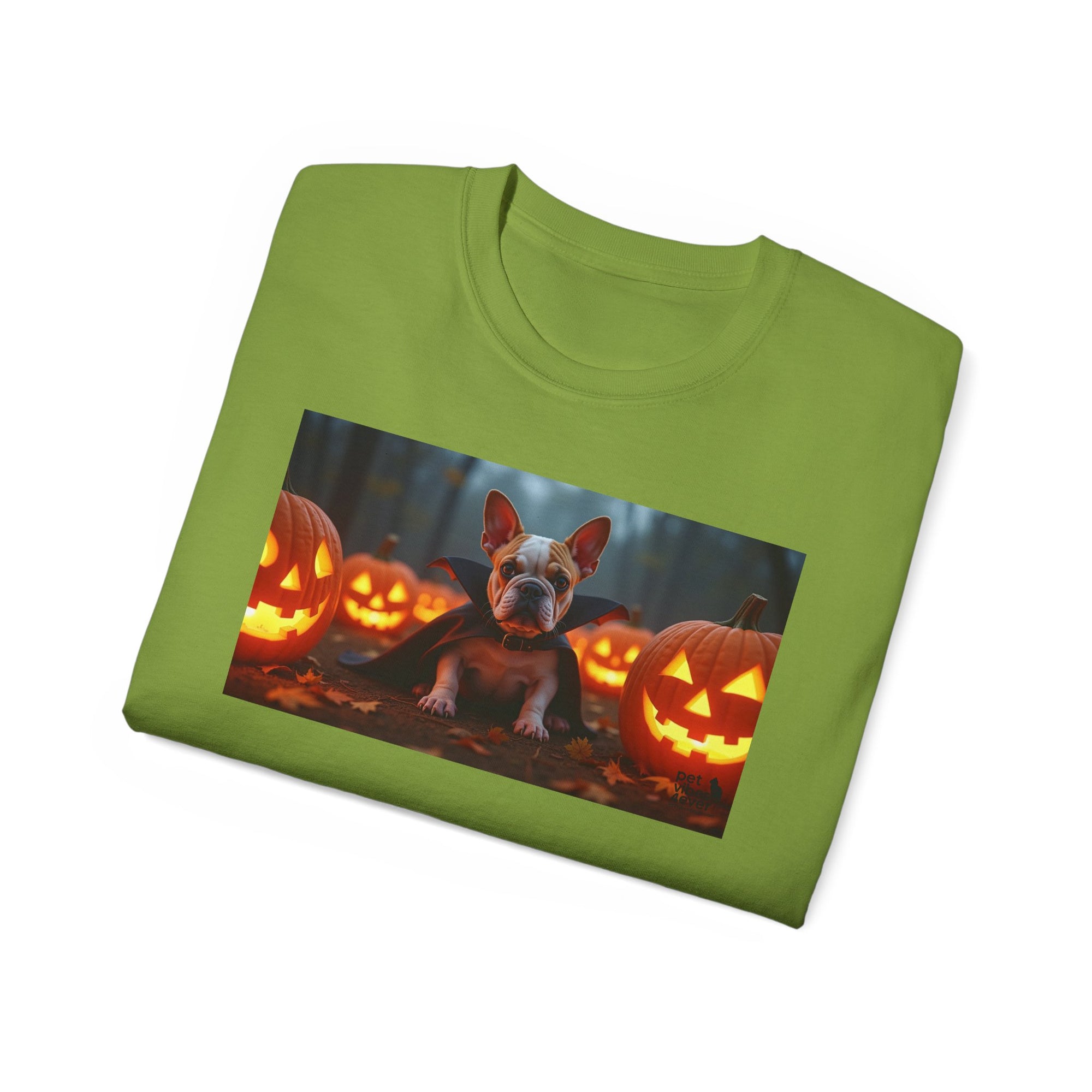 Halloween Dog Graphic Tee, Pumpkin Shirt, Fall Apparel, Casual Wear for Pet Lovers, Unisex Halloween T-Shirt