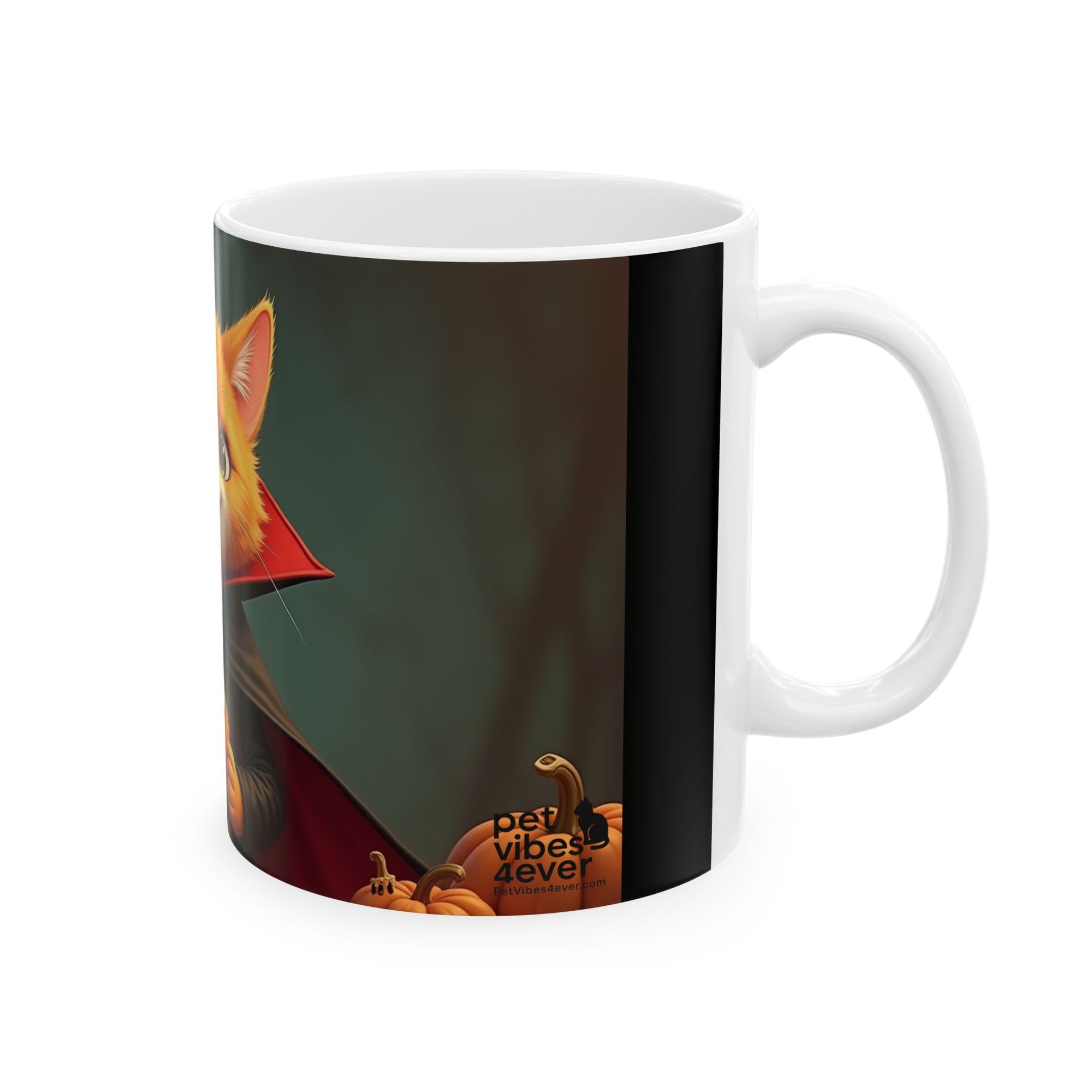 Spooky Cat Ceramic Mug - Halloween Coffee Cup for Cat Lovers, Cute Gift, Pumpkin Design, 11oz & 15oz