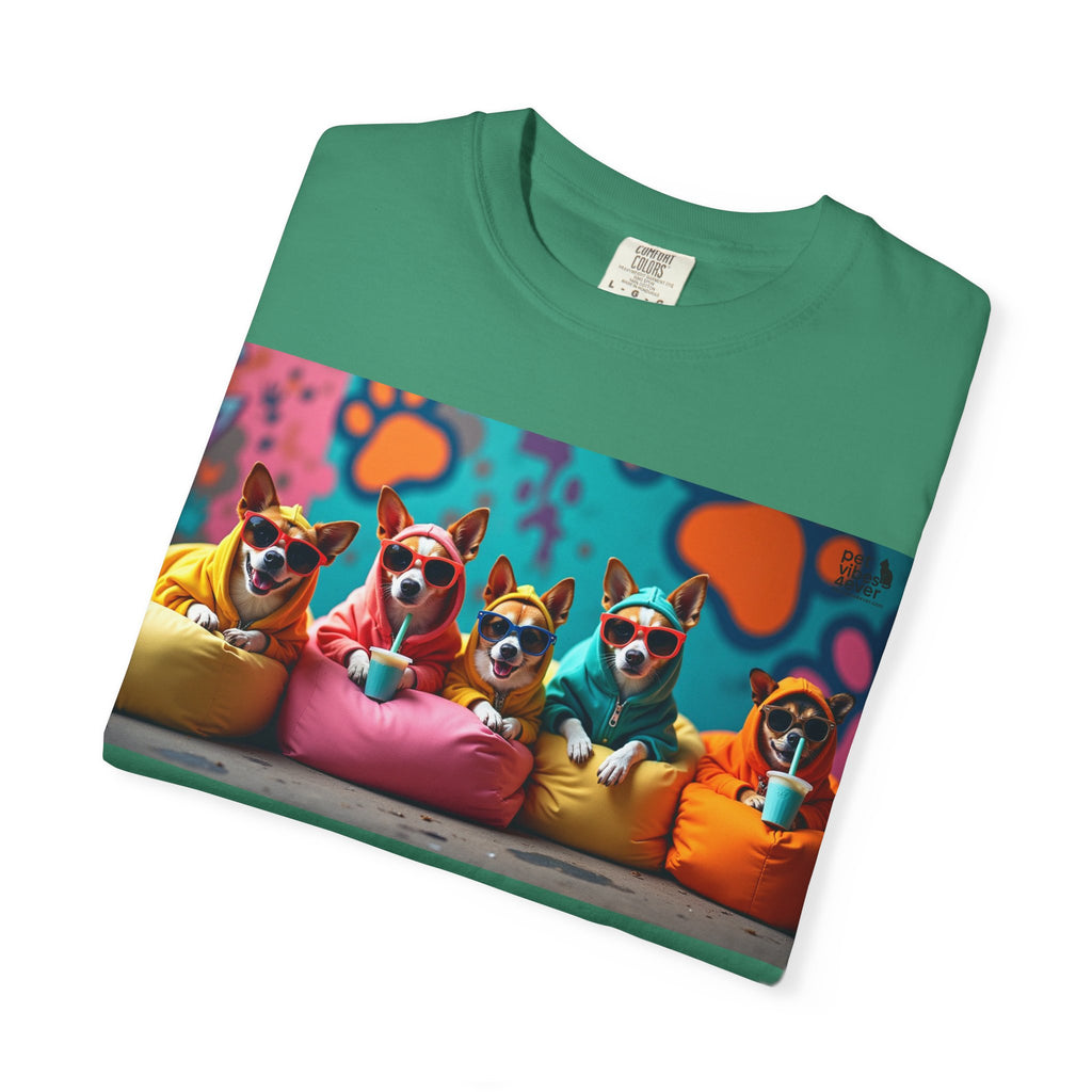 Playful Dog-Themed Unisex Garment-Dyed T-shirt, Pet Lover Gift, Casual Wear, Birthday Party Tee, Colorful Animal Art