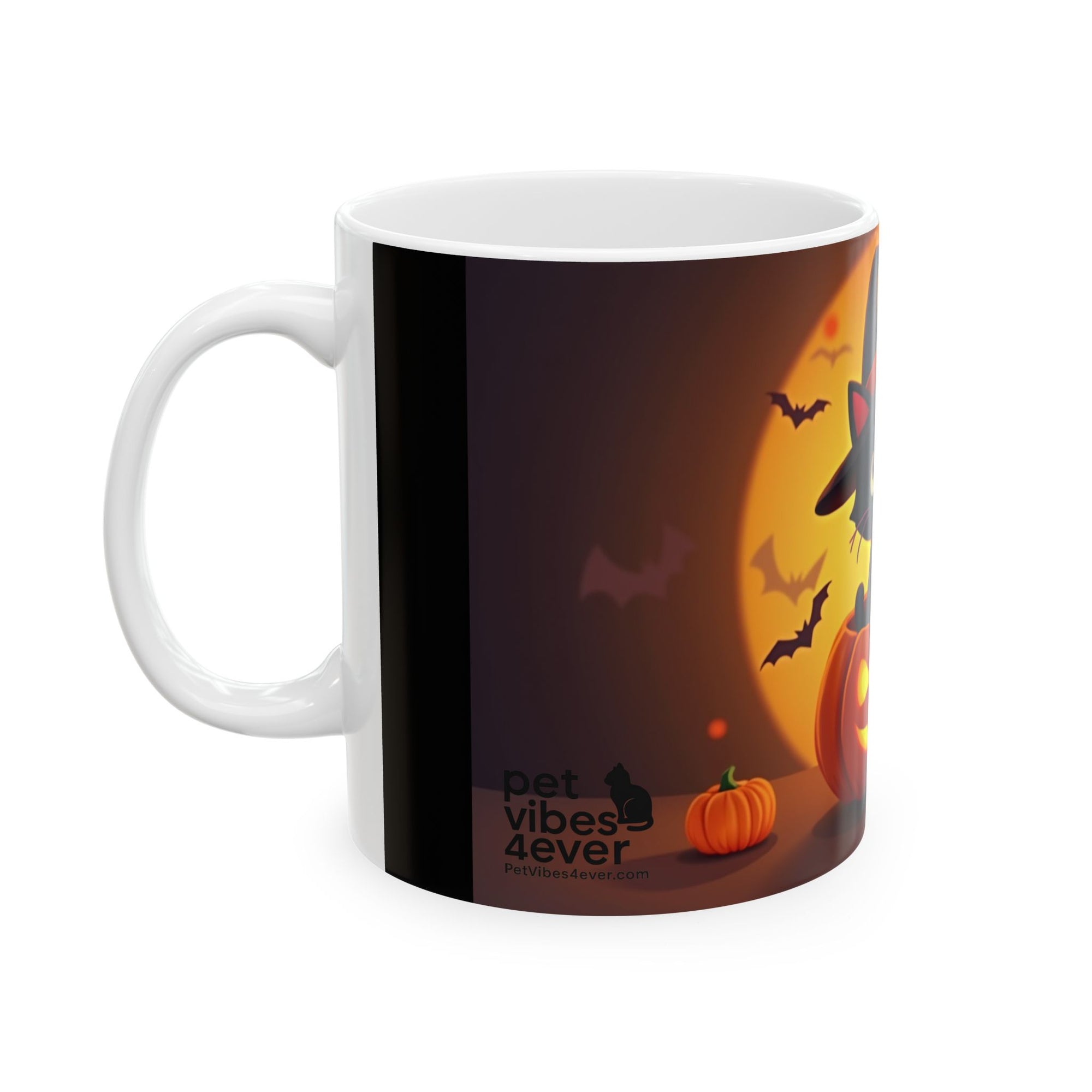 Halloween Cat Ceramic Mug - Cute Black Cat, Pumpkin Design, Coffee Mug, Halloween Decor, Cat Lover Gift, Spooky Season