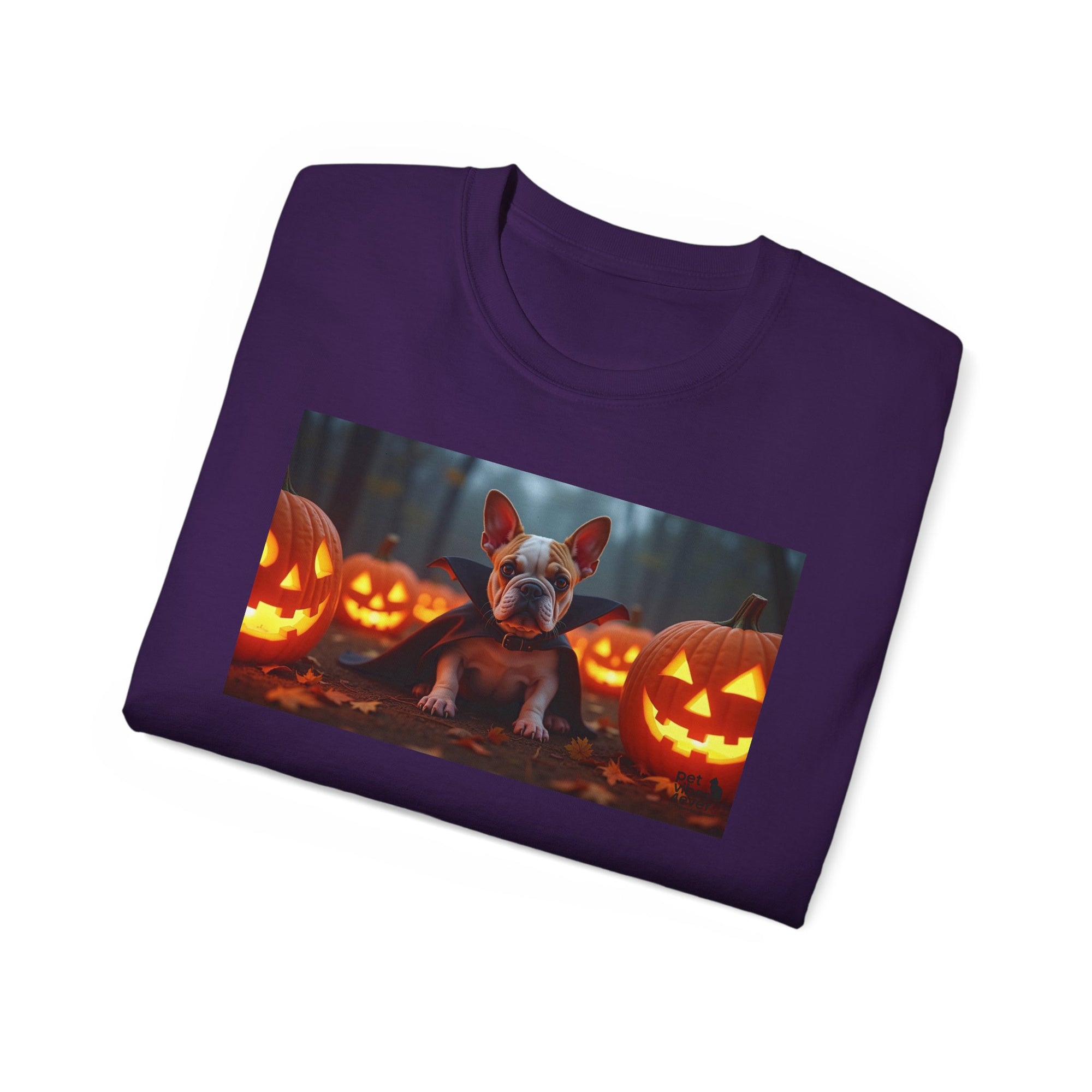 Halloween Dog Graphic Tee, Pumpkin Shirt, Fall Apparel, Casual Wear for Pet Lovers, Unisex Halloween T-Shirt