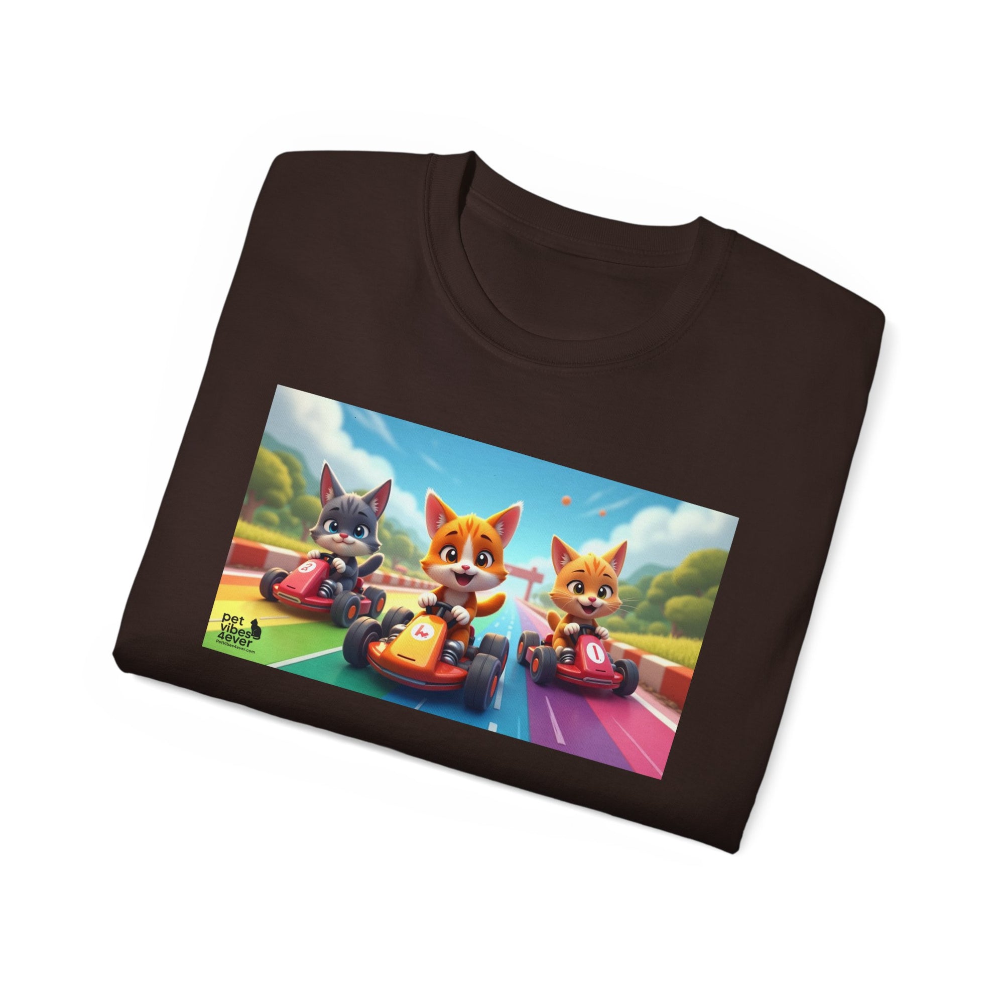 Cartoon Racing Friends Unisex Tee, Fun Gift for Gamers, Kid-Approved Style, Birthday Present, Family Game Night Apparel
