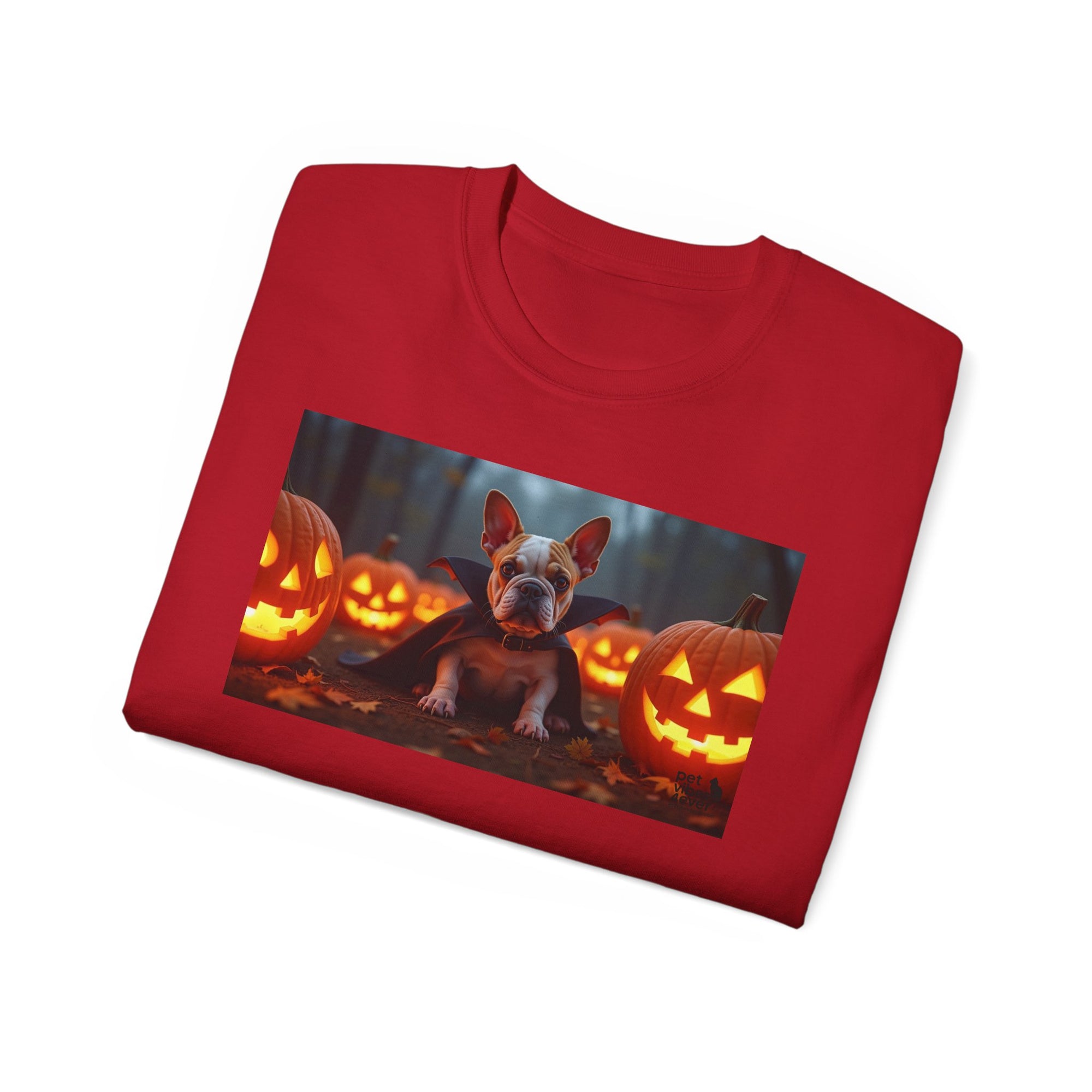 Halloween Dog Graphic Tee, Pumpkin Shirt, Fall Apparel, Casual Wear for Pet Lovers, Unisex Halloween T-Shirt