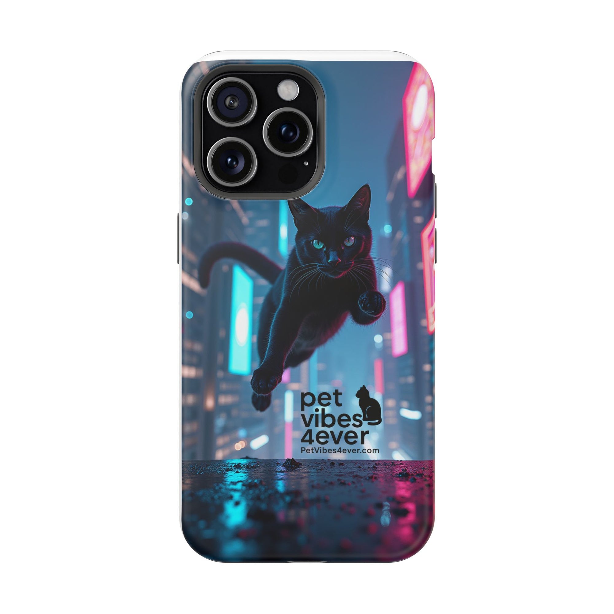Cat-Themed Phone Case with Pet Vibes Design, Impact-Resistant Phone Case, Gift for Cat Lovers, Cute Pet Merchandise, Stylish Phone Accessory