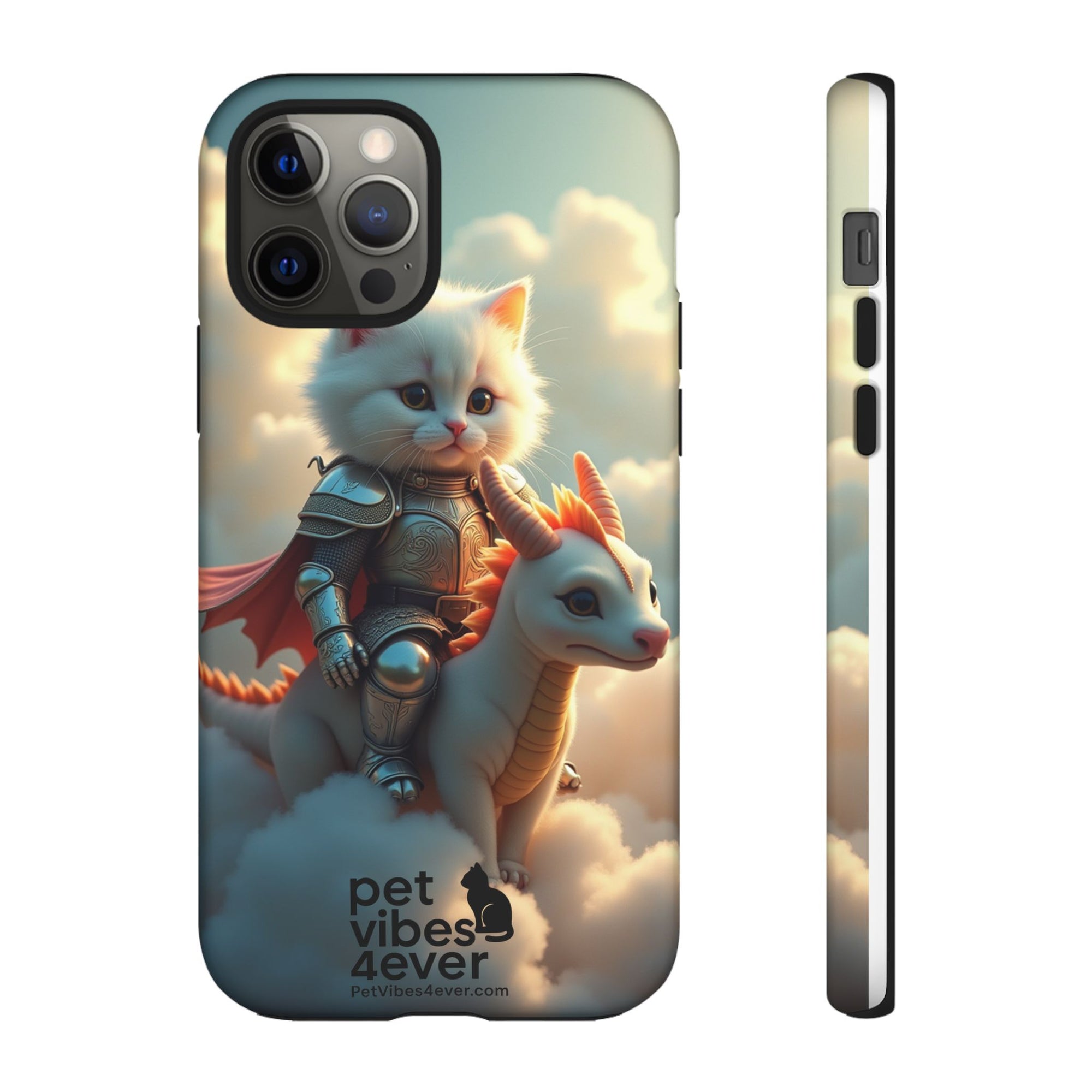 Pet Vibes Phone Case, Cute Cat and Dragon Design, Tough Phone Cover, Gift for Animal Lovers, Unique Pet Themed Accessory