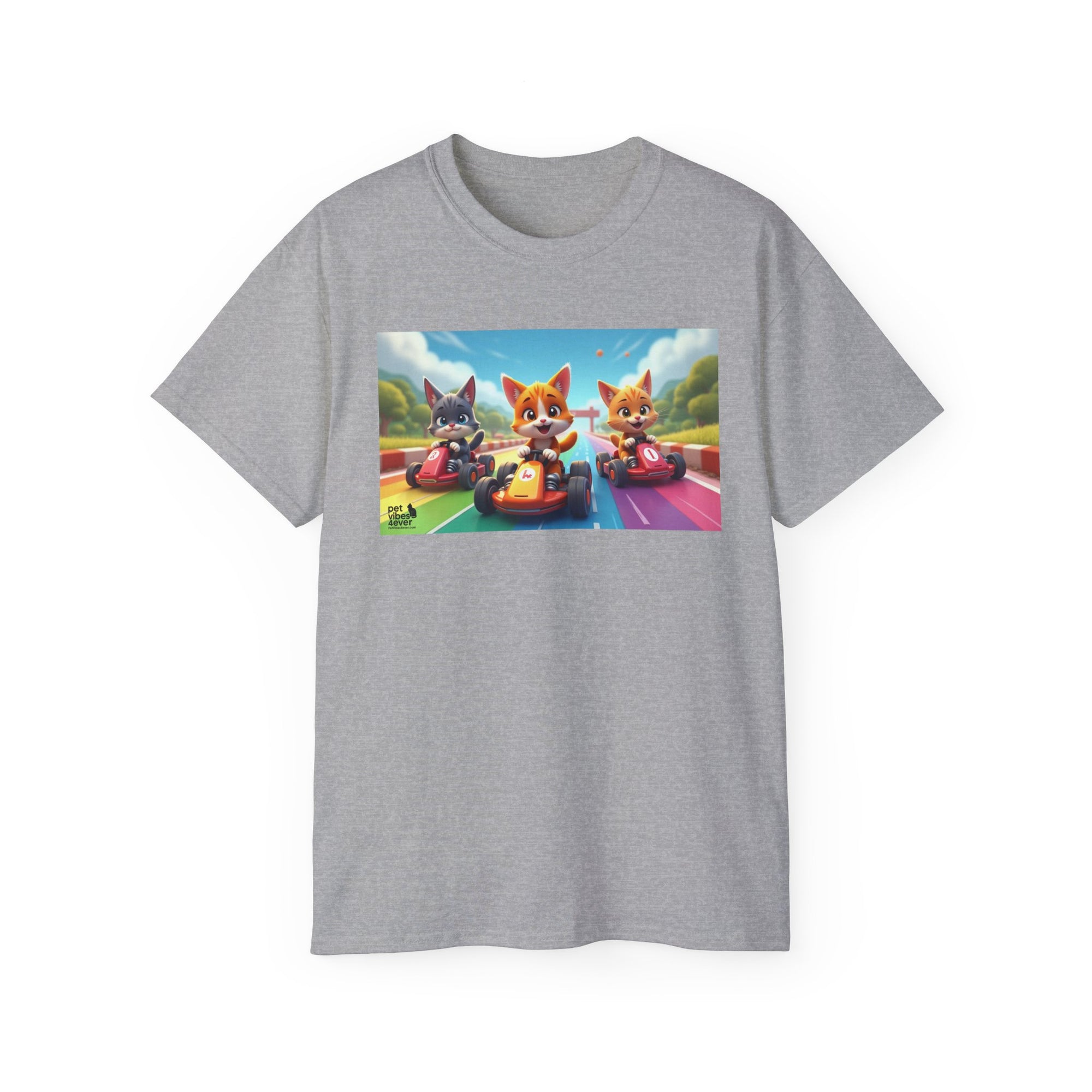 Cartoon Racing Friends Unisex Tee, Fun Gift for Gamers, Kid-Approved Style, Birthday Present, Family Game Night Apparel