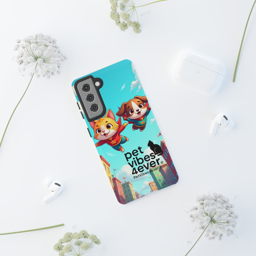 Pet Vibes Forever Tough Phone Cases, Cute Dog and Cat Design, Pet Lover Gift, Fun Phone Accessory, Animal Theme Decor