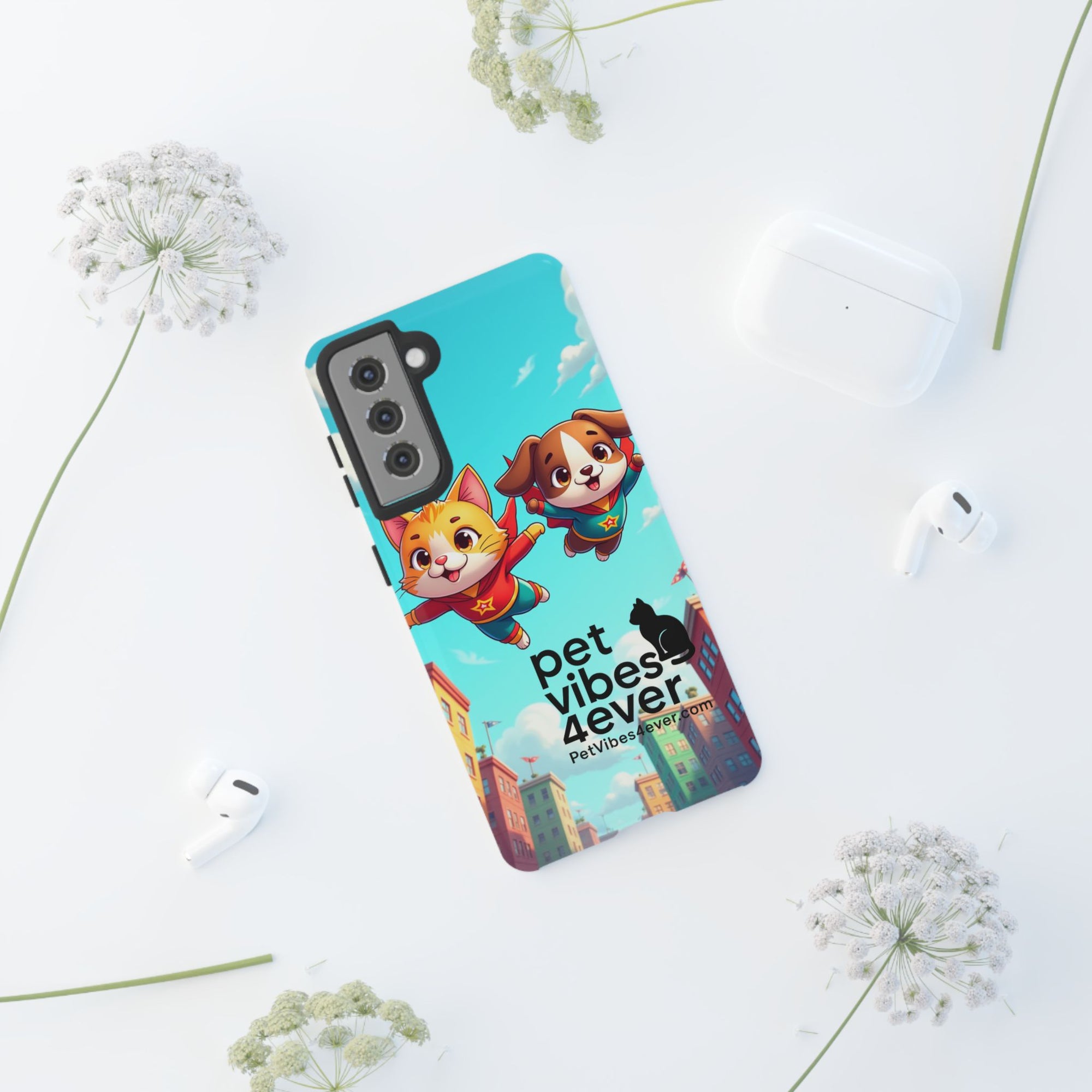 Pet Vibes Forever Tough Phone Cases, Cute Dog and Cat Design, Pet Lover Gift, Fun Phone Accessory, Animal Theme Decor