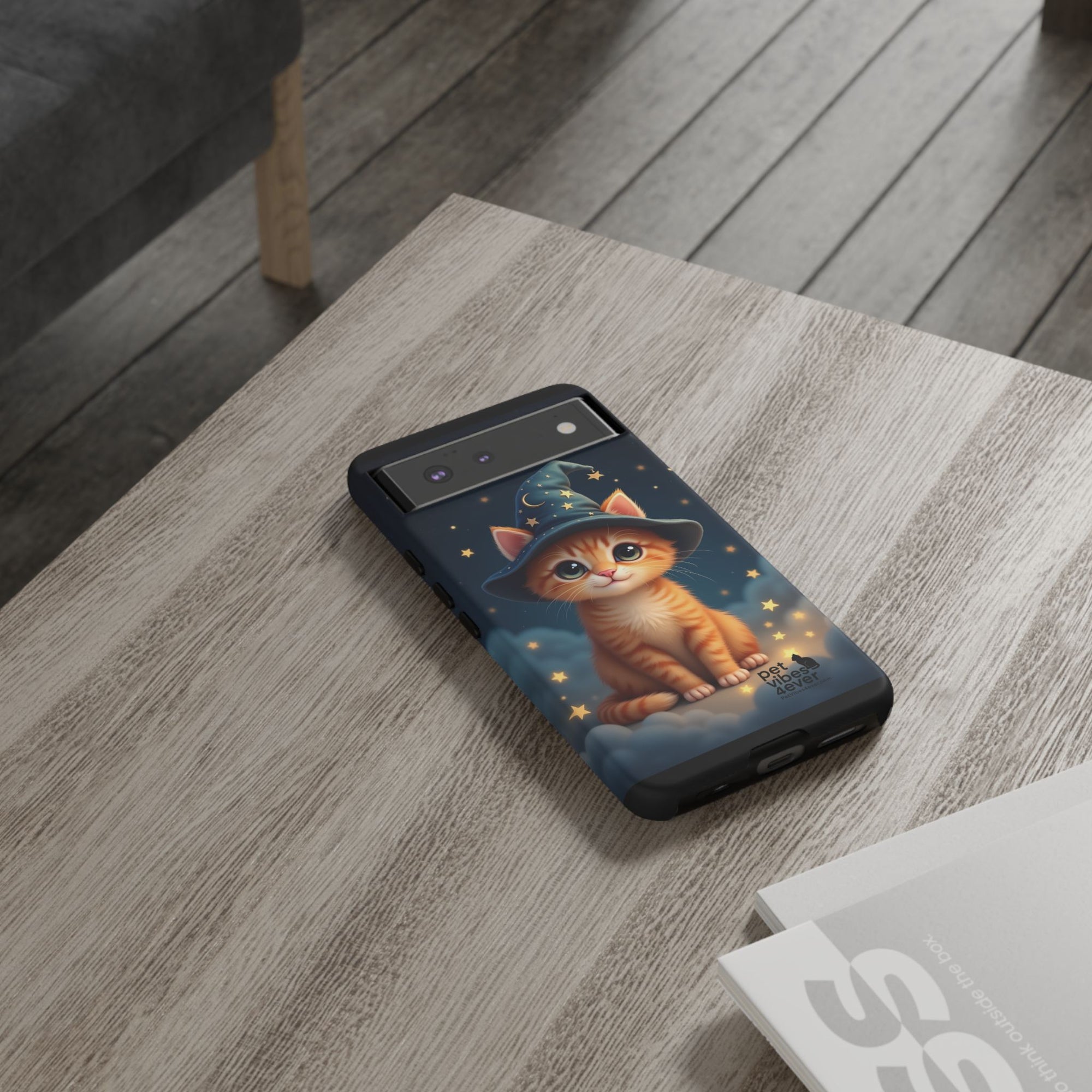 Cat-Themed Phone Case, Cute Cat Case, Pet Lover Gift, Kawaii Phone Accessory, Celestial Cat Design, Stylish Gadget Protector