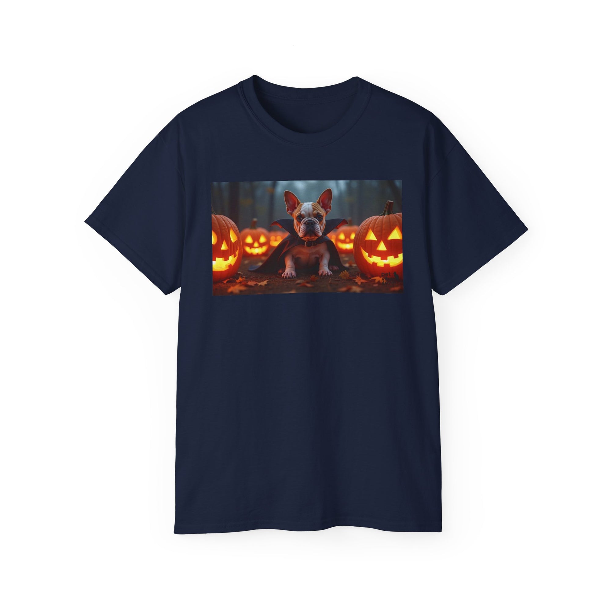 Halloween Dog Graphic Tee, Pumpkin Shirt, Fall Apparel, Casual Wear for Pet Lovers, Unisex Halloween T-Shirt