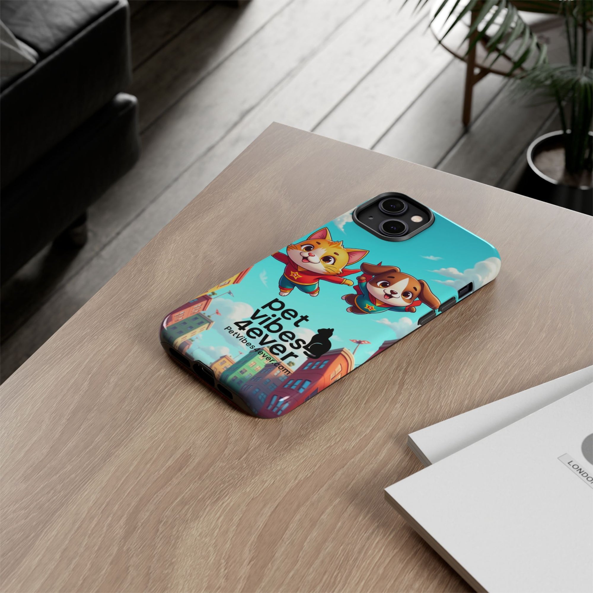 Pet Vibes Phone Case - Playful Cat and Dog Design, Animal Lover Gift, Cute Pet Accessory, Colorful Phone Cover, Fun Pet Gifts