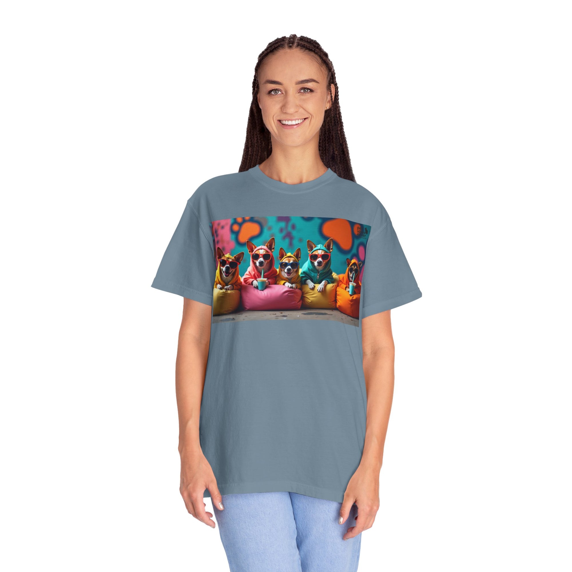 Playful Dog-Themed Unisex Garment-Dyed T-shirt, Pet Lover Gift, Casual Wear, Birthday Party Tee, Colorful Animal Art