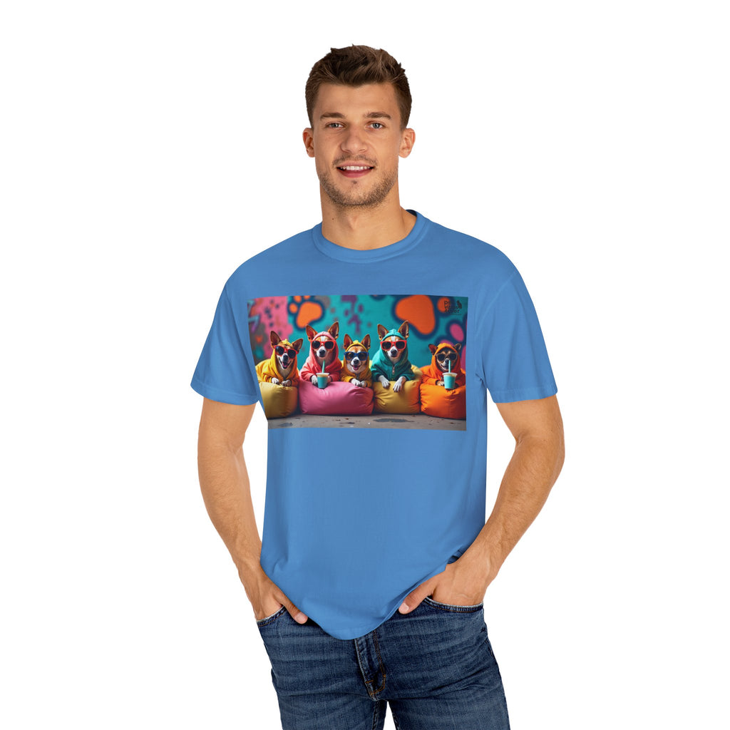 Playful Dog-Themed Unisex Garment-Dyed T-shirt, Pet Lover Gift, Casual Wear, Birthday Party Tee, Colorful Animal Art