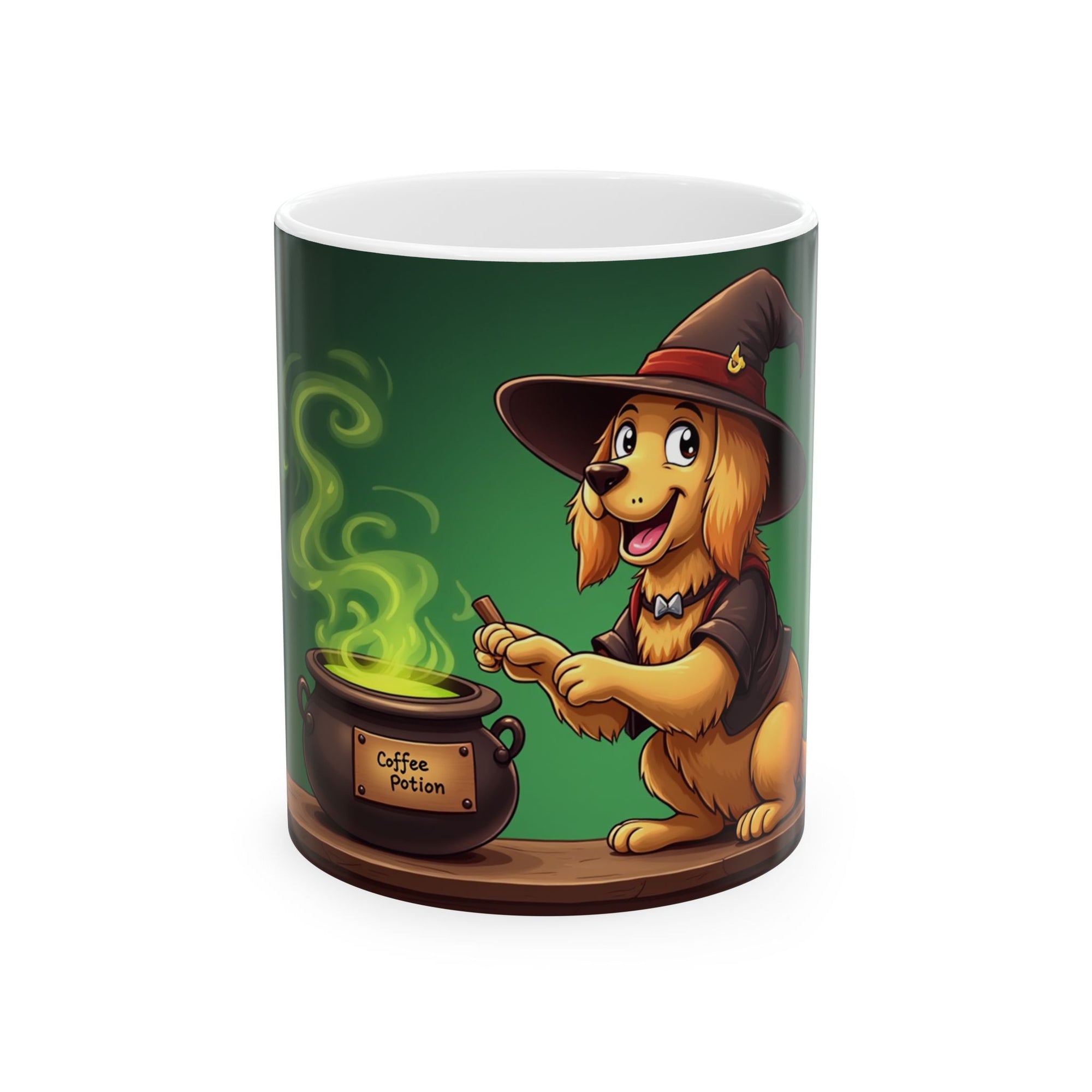 Whimsical Wizard Dog Mug, Cute Coffee Cup, Gift for Pet Lovers, Halloween Decor, Fantasy Beverage Container