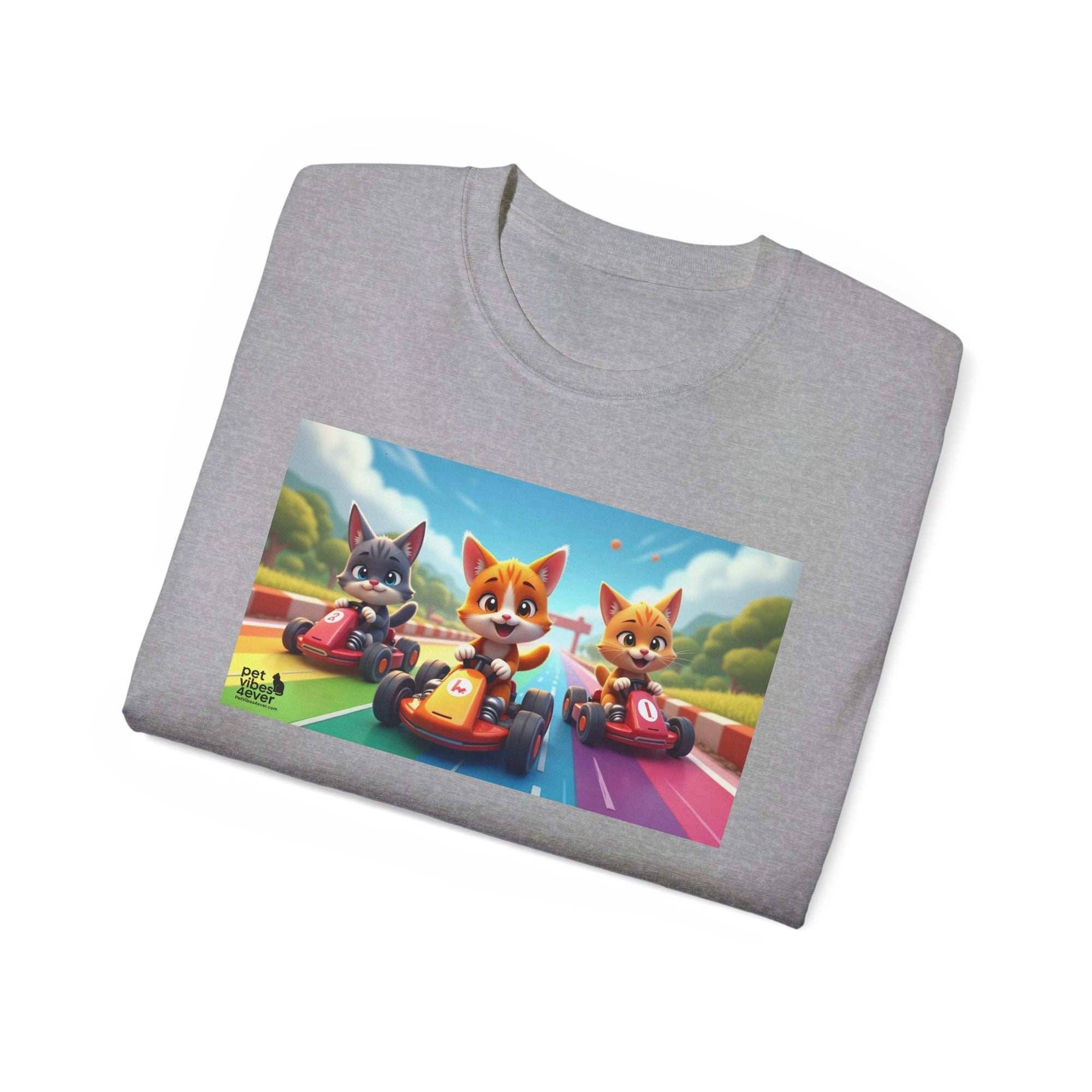 Cartoon Racing Friends Unisex Tee, Fun Gift for Gamers, Kid-Approved Style, Birthday Present, Family Game Night Apparel