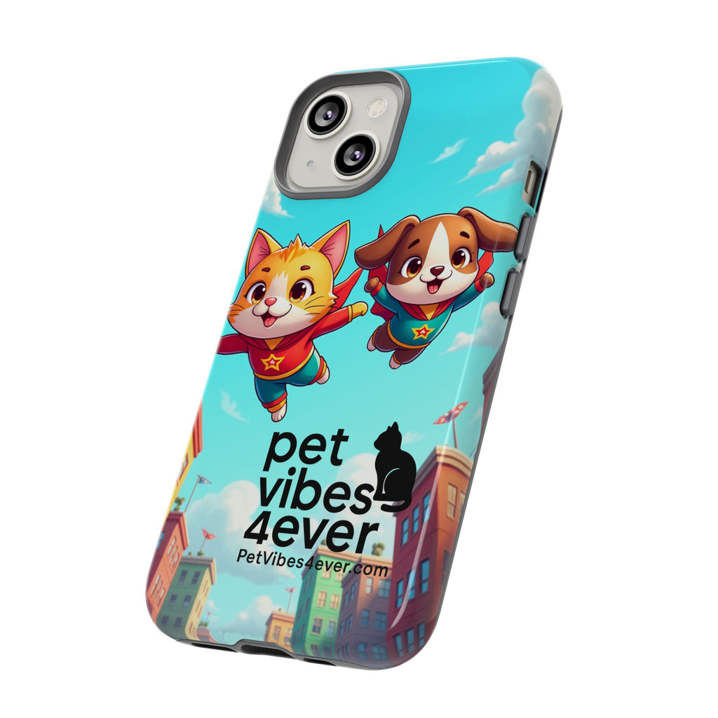 Pet Vibes Phone Case - Playful Cat and Dog Design, Animal Lover Gift, Cute Pet Accessory, Colorful Phone Cover, Fun Pet Gifts