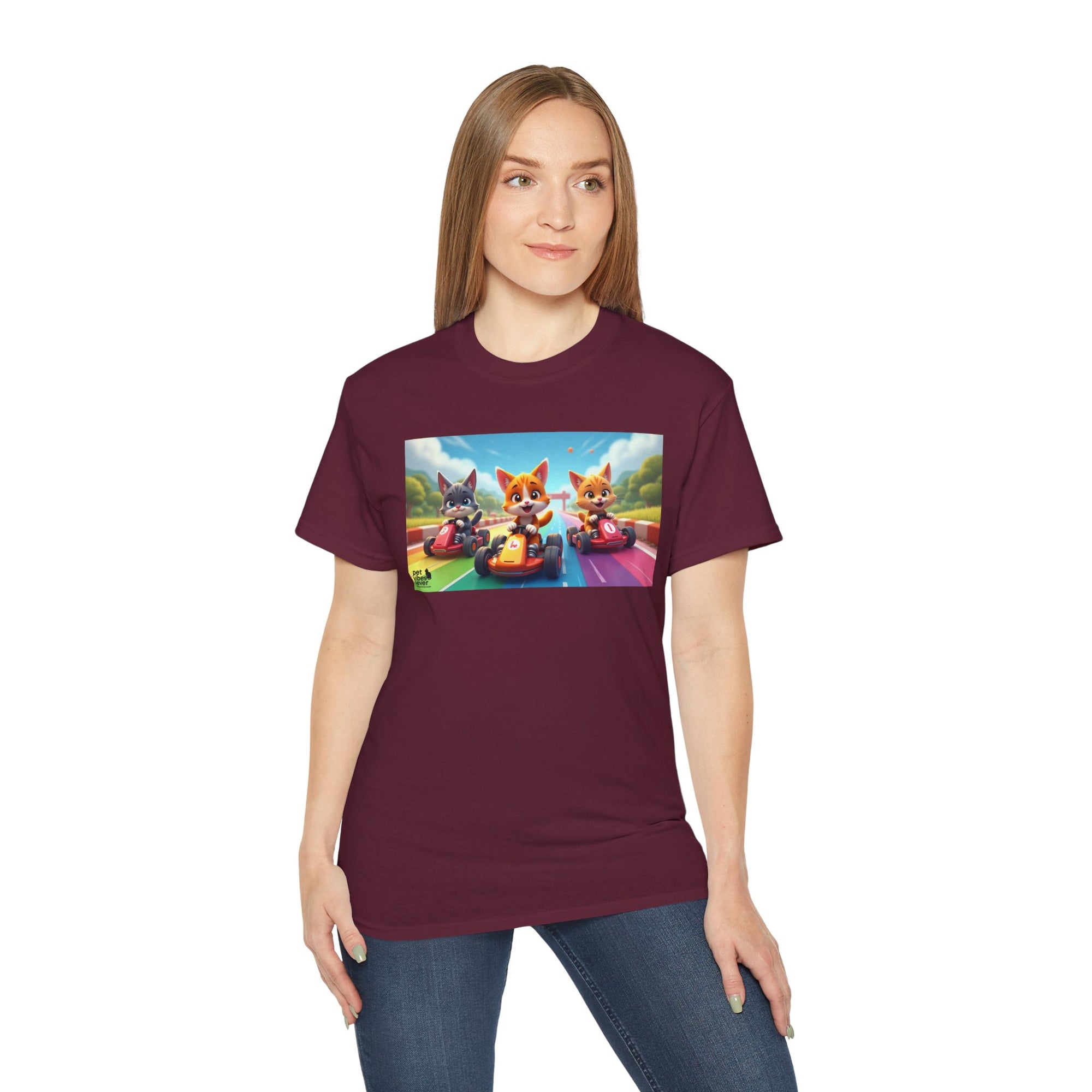 Cartoon Racing Friends Unisex Tee, Fun Gift for Gamers, Kid-Approved Style, Birthday Present, Family Game Night Apparel