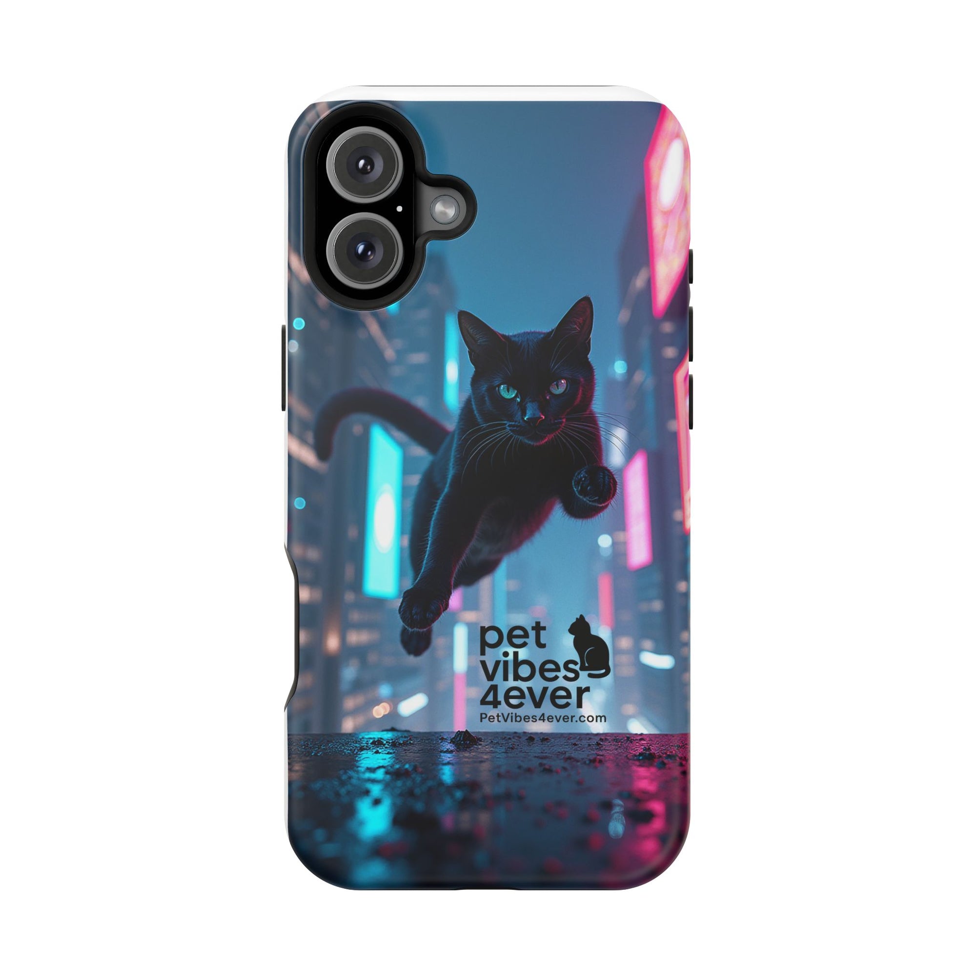 Cat-Themed Phone Case with Pet Vibes Design, Impact-Resistant Phone Case, Gift for Cat Lovers, Cute Pet Merchandise, Stylish Phone Accessory