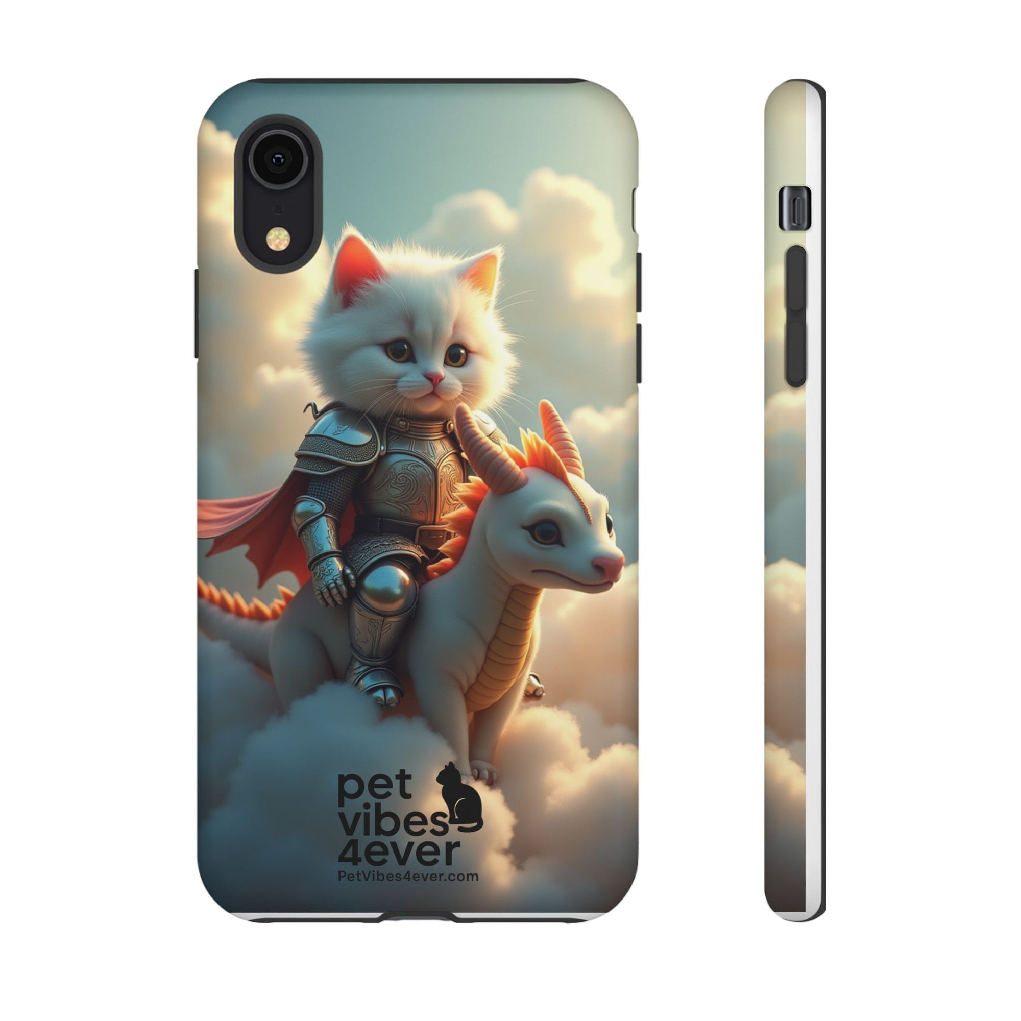Pet Vibes Phone Case, Cute Cat and Dragon Design, Tough Phone Cover, Gift for Animal Lovers, Unique Pet Themed Accessory