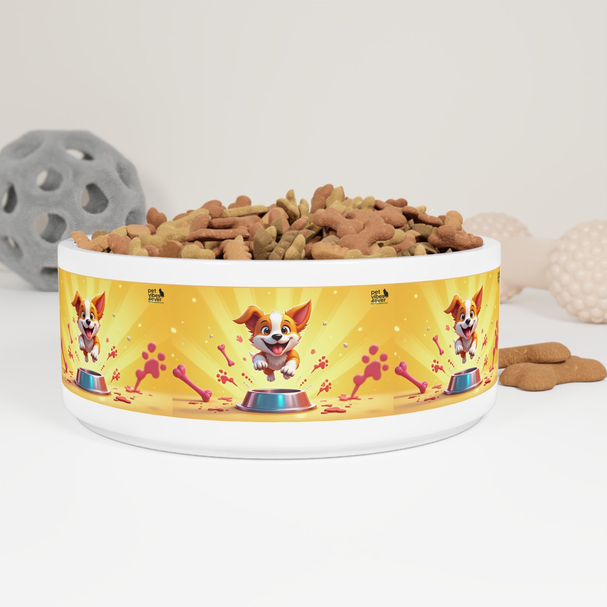 Cheerful Pet Bowl for Dogs, Fun Dog Bowl, Custom Pet Dish, Pet Gifts, Puppy Bowl, Dog Supplies