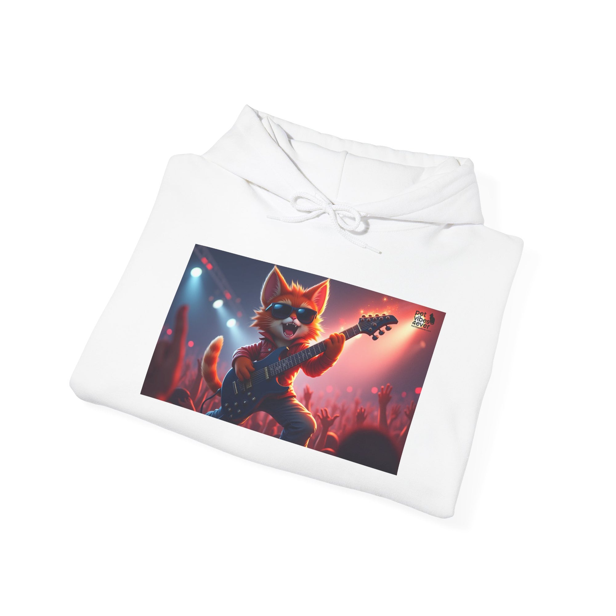 Funky Cat Hoodie - Unisex Heavy Blend Sweatshirt, Cool Graphic Hoodie, Perfect Gift for Cat Lovers, Concert Apparel, Cozy Style