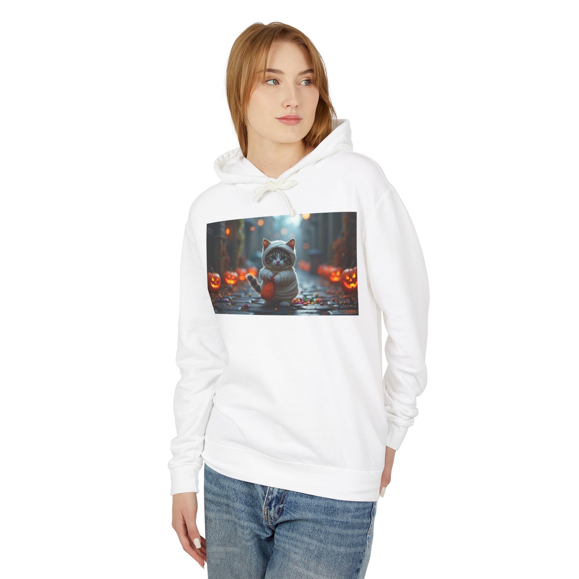 Halloween Cat Unisex Hoodie, Cozy Sweatshirt for Fall, Cute Pumpkin Design, Gift for Cat Lovers, Perfect for Halloween