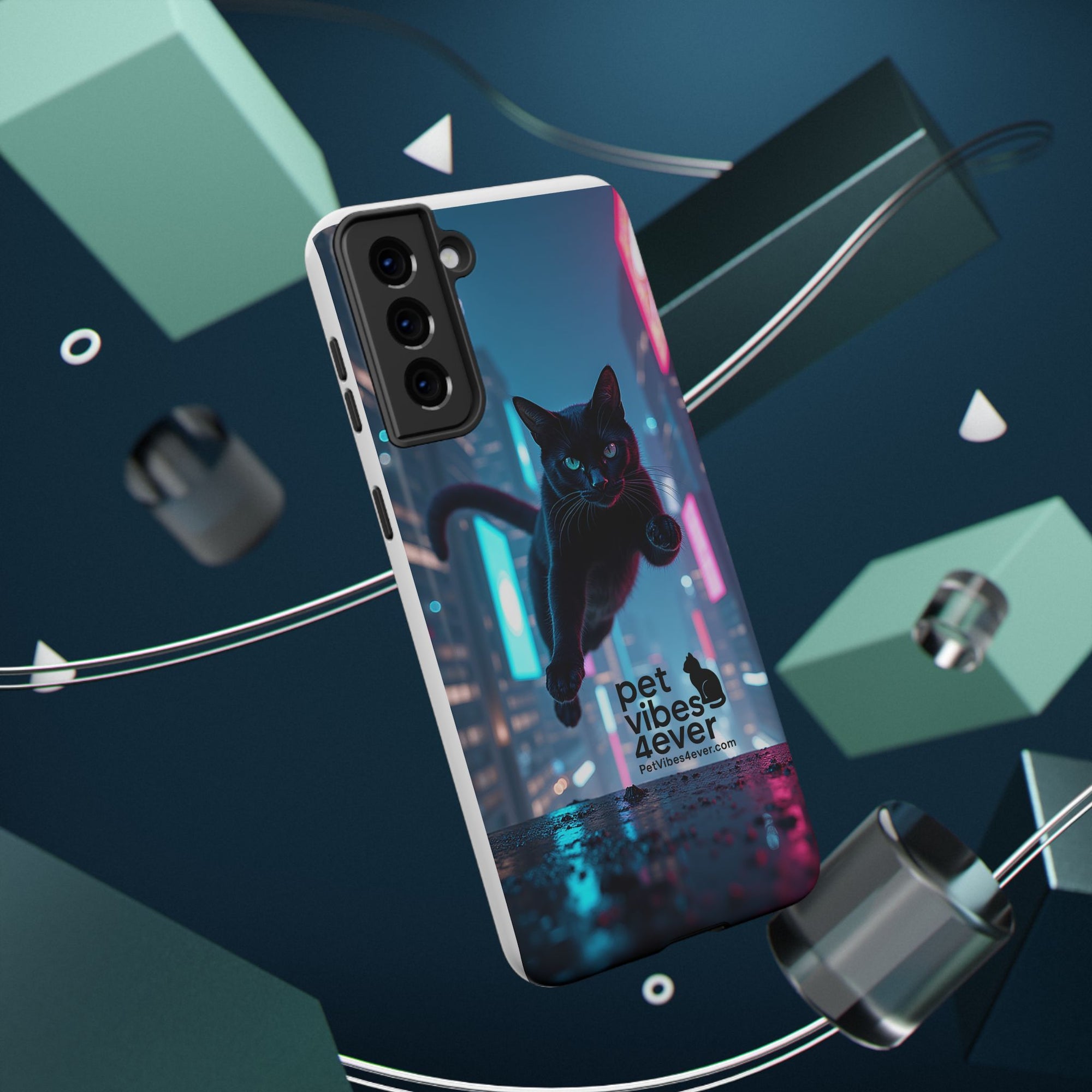 Cat-Themed Phone Case with Pet Vibes Design, Impact-Resistant Phone Case, Gift for Cat Lovers, Cute Pet Merchandise, Stylish Phone Accessory