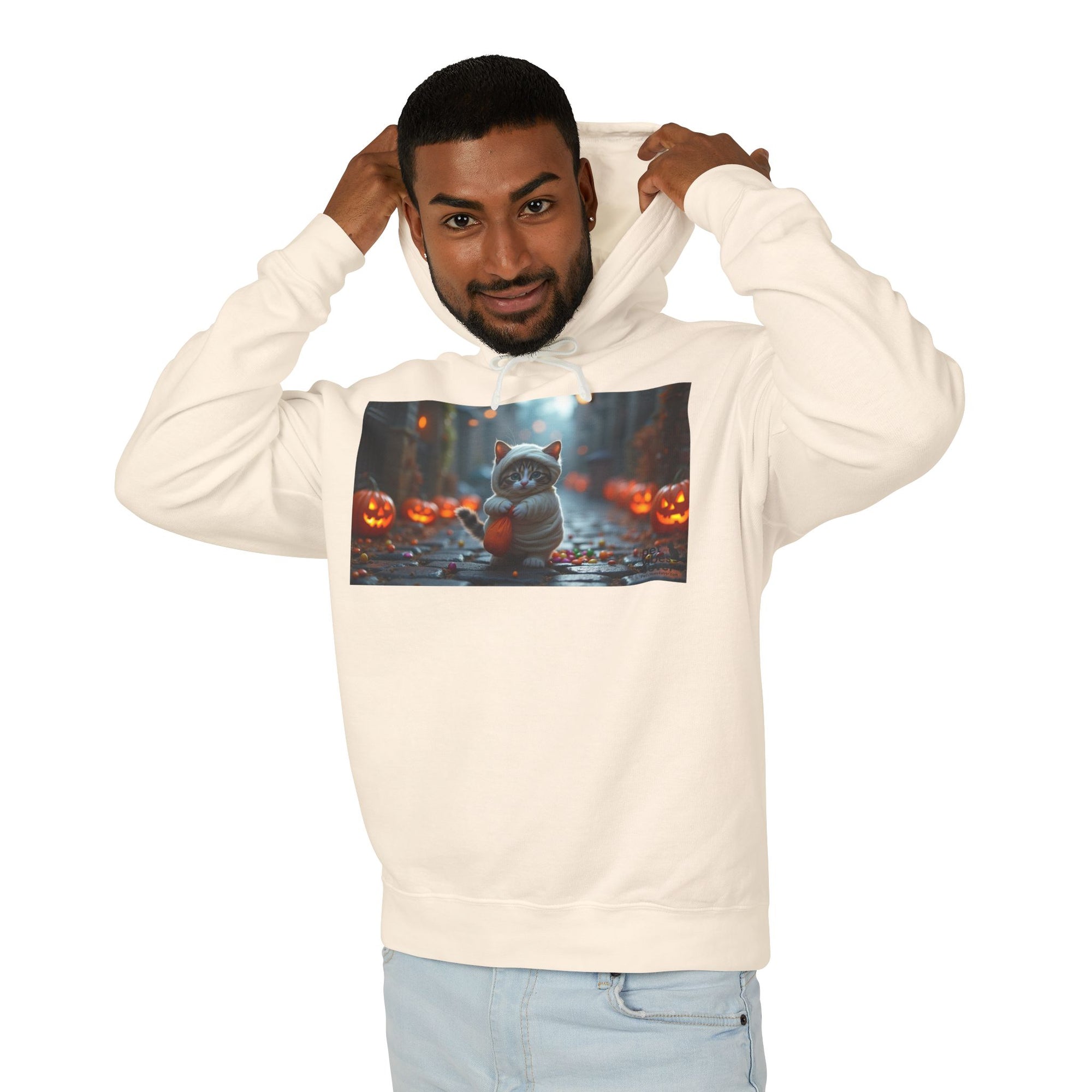 Halloween Cat Unisex Hoodie, Cozy Sweatshirt for Fall, Cute Pumpkin Design, Gift for Cat Lovers, Perfect for Halloween