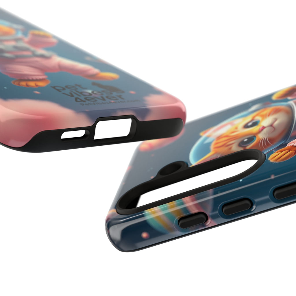 Cute Cat Phone Case, Astronaut Cat Case, Pet Lover Gift, Space Theme Accessories, Galaxy Cat Phone Cover
