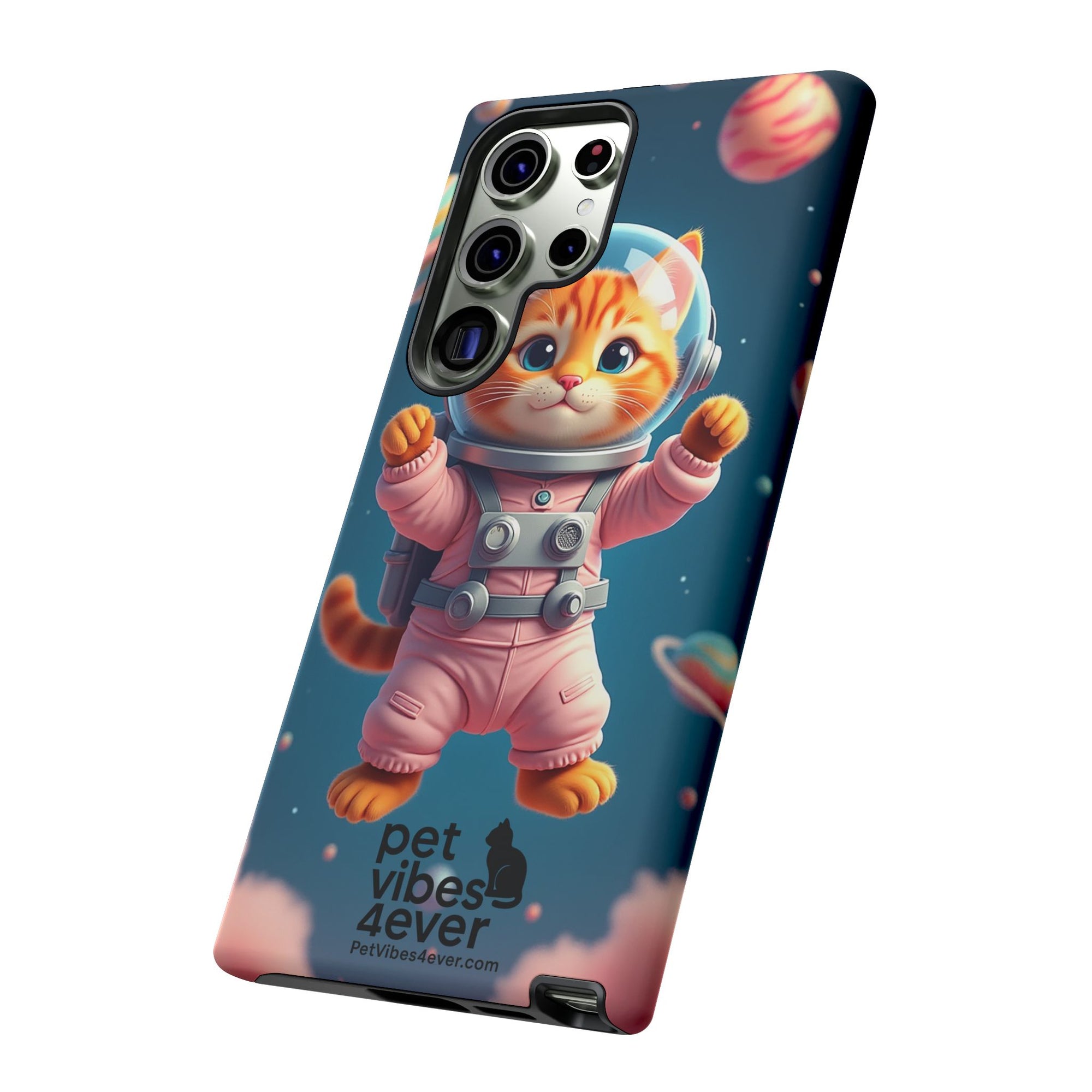 Cute Cat Phone Case, Astronaut Cat Case, Pet Lover Gift, Space Theme Accessories, Galaxy Cat Phone Cover