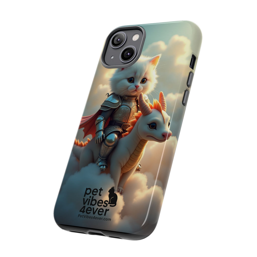 Pet Vibes Phone Case, Cute Cat and Dragon Design, Tough Phone Cover, Gift for Animal Lovers, Unique Pet Themed Accessory
