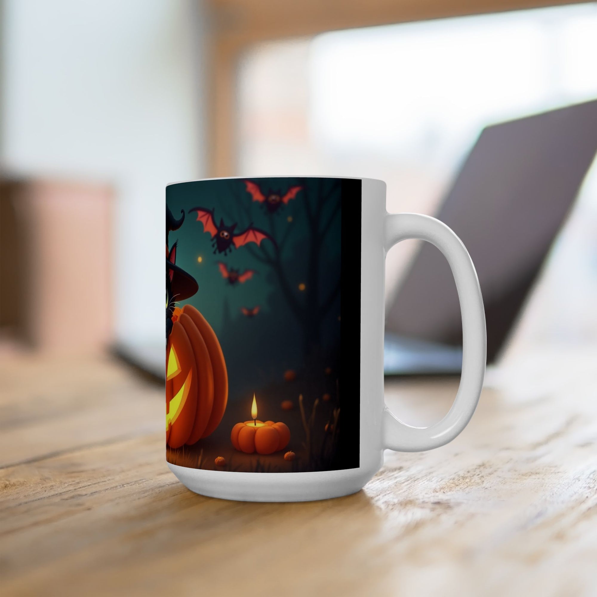 Halloween Cat Ceramic Mug, Cute Black Cat Mug, Pumpkin Mug, Seasonal Drinkware, Halloween Gift, Cozy Fall Decor
