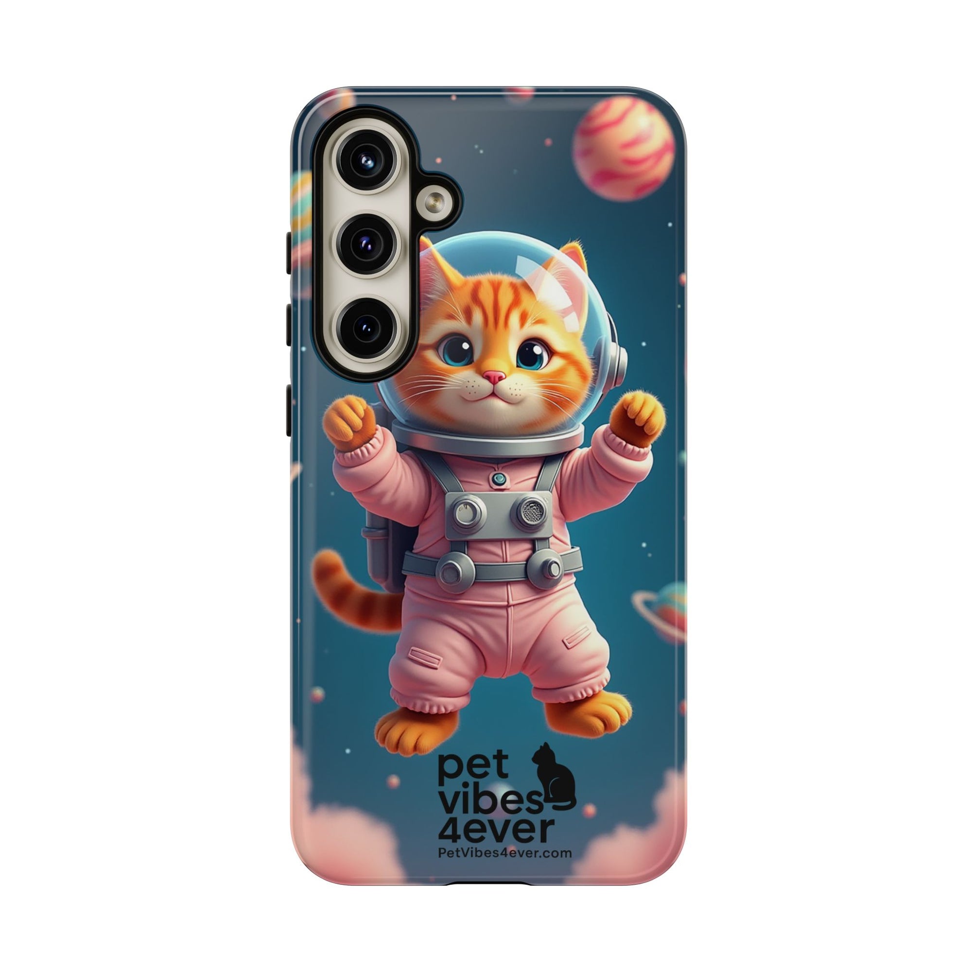 Cute Cat Phone Case, Astronaut Cat Case, Pet Lover Gift, Space Theme Accessories, Galaxy Cat Phone Cover