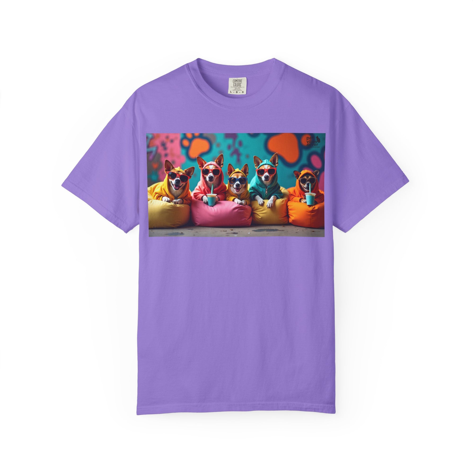 Playful Dog-Themed Unisex Garment-Dyed T-shirt, Pet Lover Gift, Casual Wear, Birthday Party Tee, Colorful Animal Art