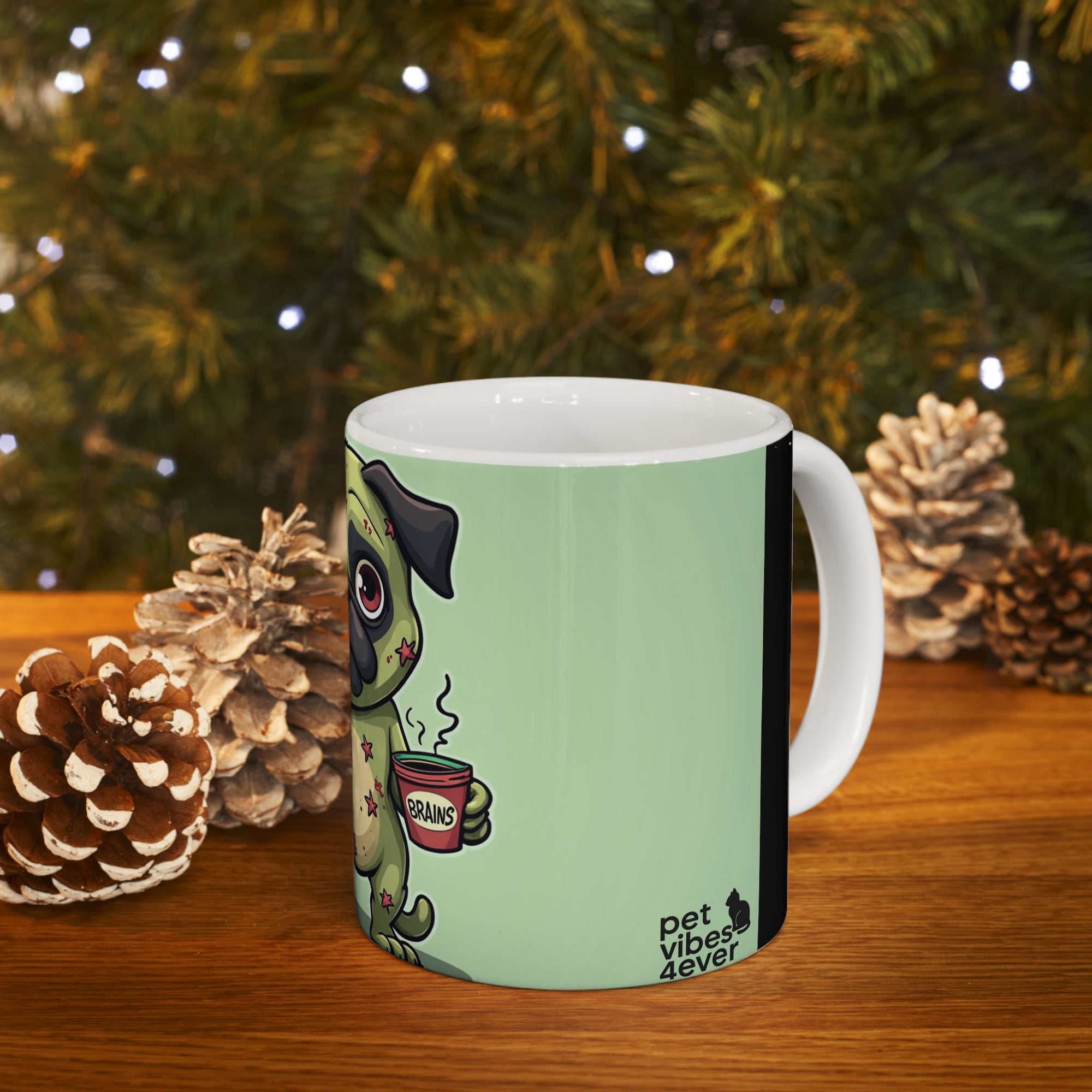 Cute Pug Zombie Mug, Funny Coffee Cup for Pet Lovers, Halloween Gift, Home Decor, Dog Lover's Present