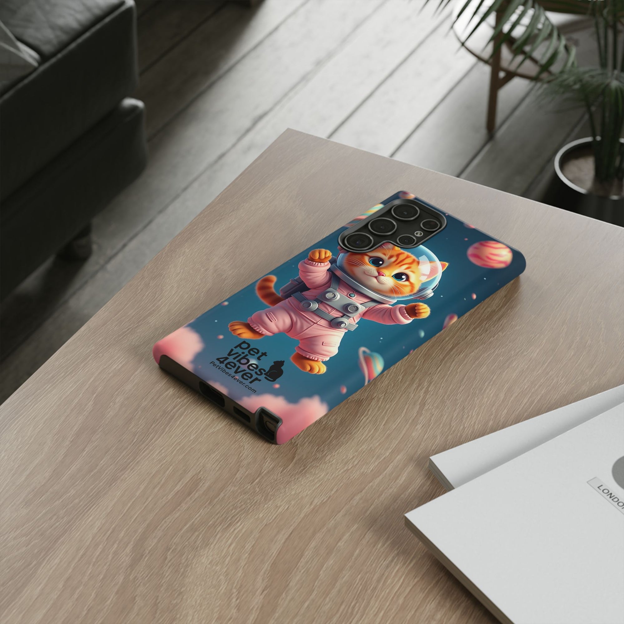 Cute Cat Phone Case, Astronaut Cat Case, Pet Lover Gift, Space Theme Accessories, Galaxy Cat Phone Cover
