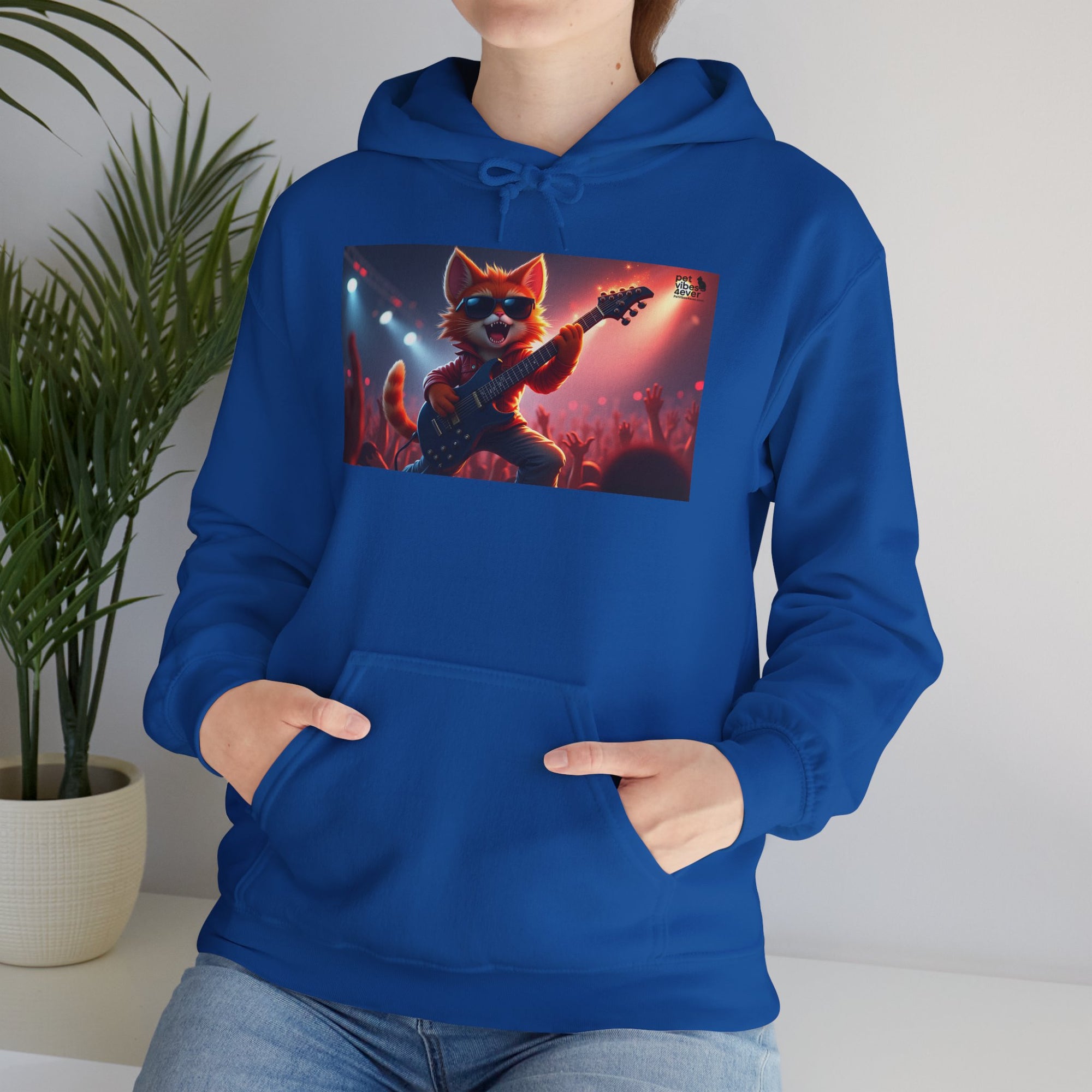Funky Cat Hoodie - Unisex Heavy Blend Sweatshirt, Cool Graphic Hoodie, Perfect Gift for Cat Lovers, Concert Apparel, Cozy Style