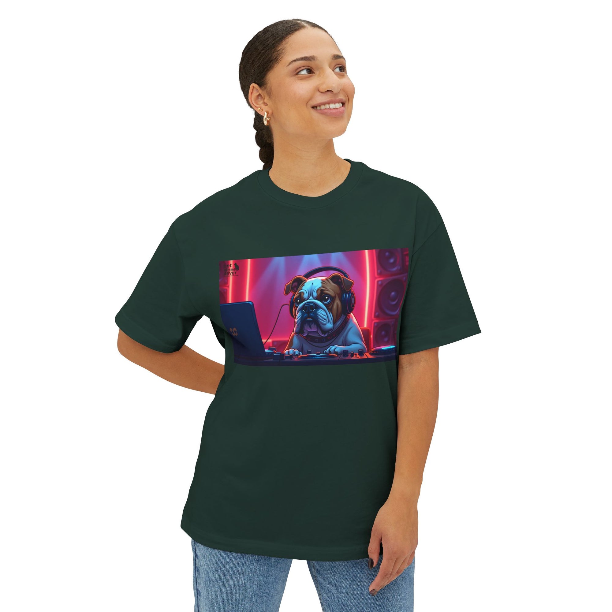 DJ Dog Graphic Tee, Trendy Unisex Oversized T-Shirt, Music Lover Gift, Casual Streetwear, Pet Lover Apparel