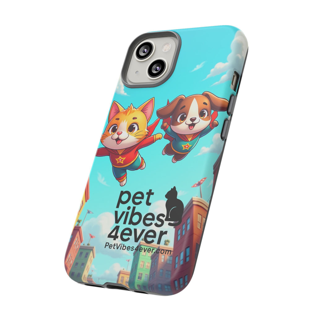 Pet Vibes Phone Case - Playful Cat and Dog Design, Animal Lover Gift, Cute Pet Accessory, Colorful Phone Cover, Fun Pet Gifts