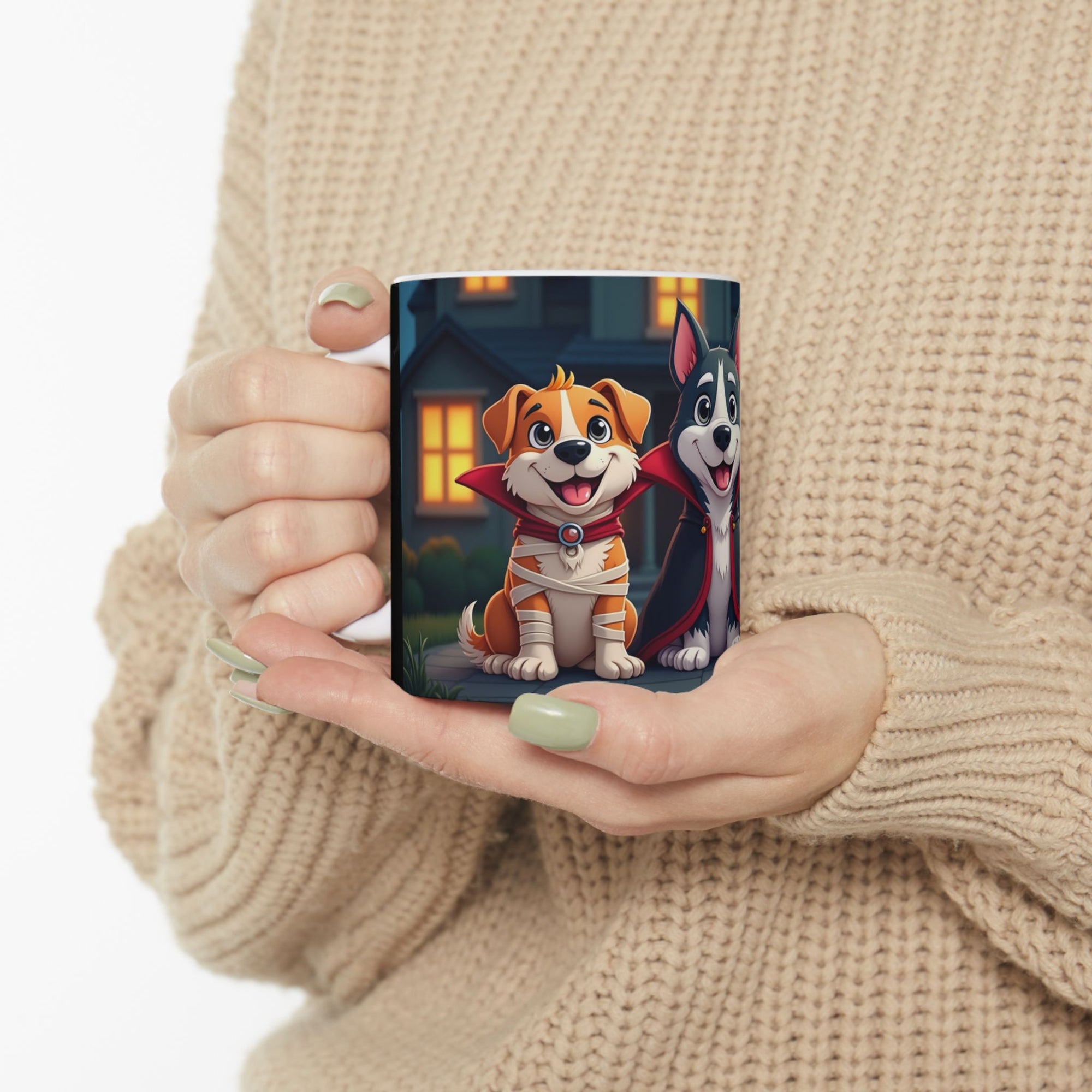 Halloween Dog Lover's Ceramic Mug, Cute Pup Design, 11oz, 15oz, Perfect for Gifts, Home Decor, Pet Lovers, Coffee, Hot Chocolate