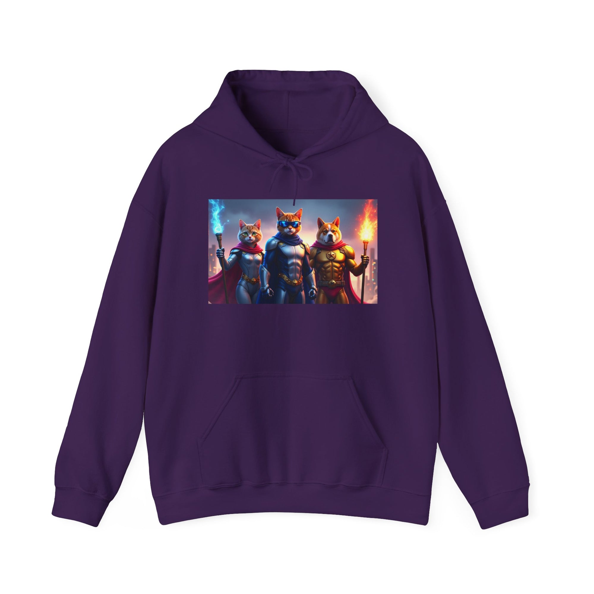 Epic Feline Warriors Hoodie | Unisex Heavy Blend™ Hooded Sweatshirt | Cosplay, Gift, Cat Lover, Graphic Tee, Casual Wear