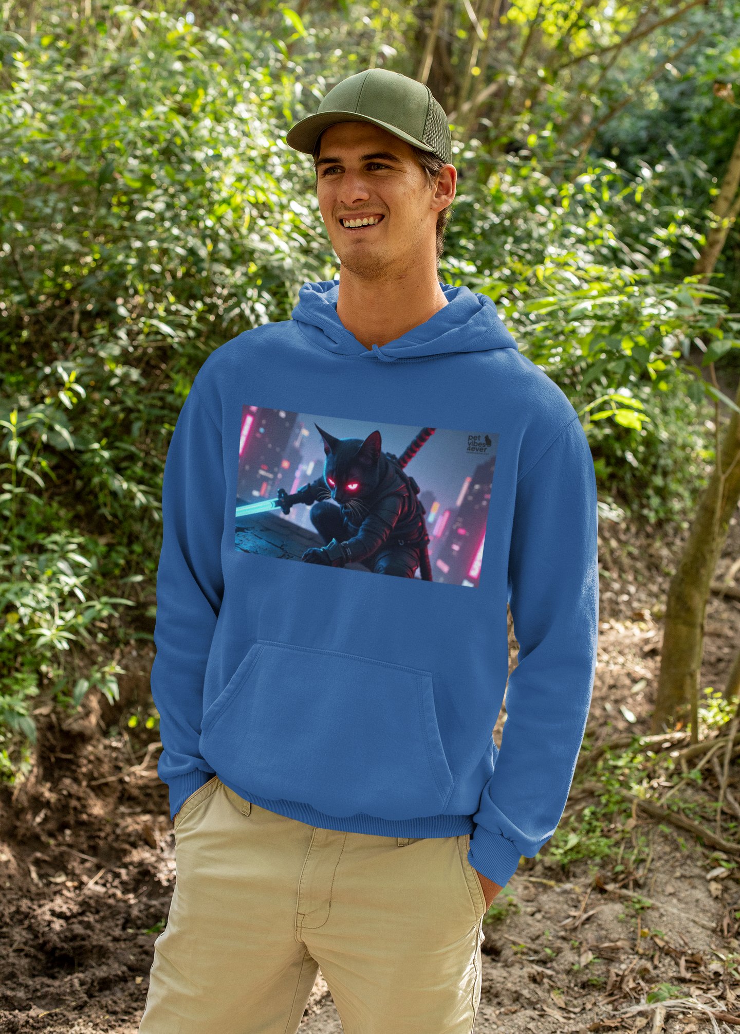 Men's Graphic Hoodie, Cozy Sweatshirt, Cool Cat Design, Gaming Apparel, Perfect Gift for Friends, Casual Wear
