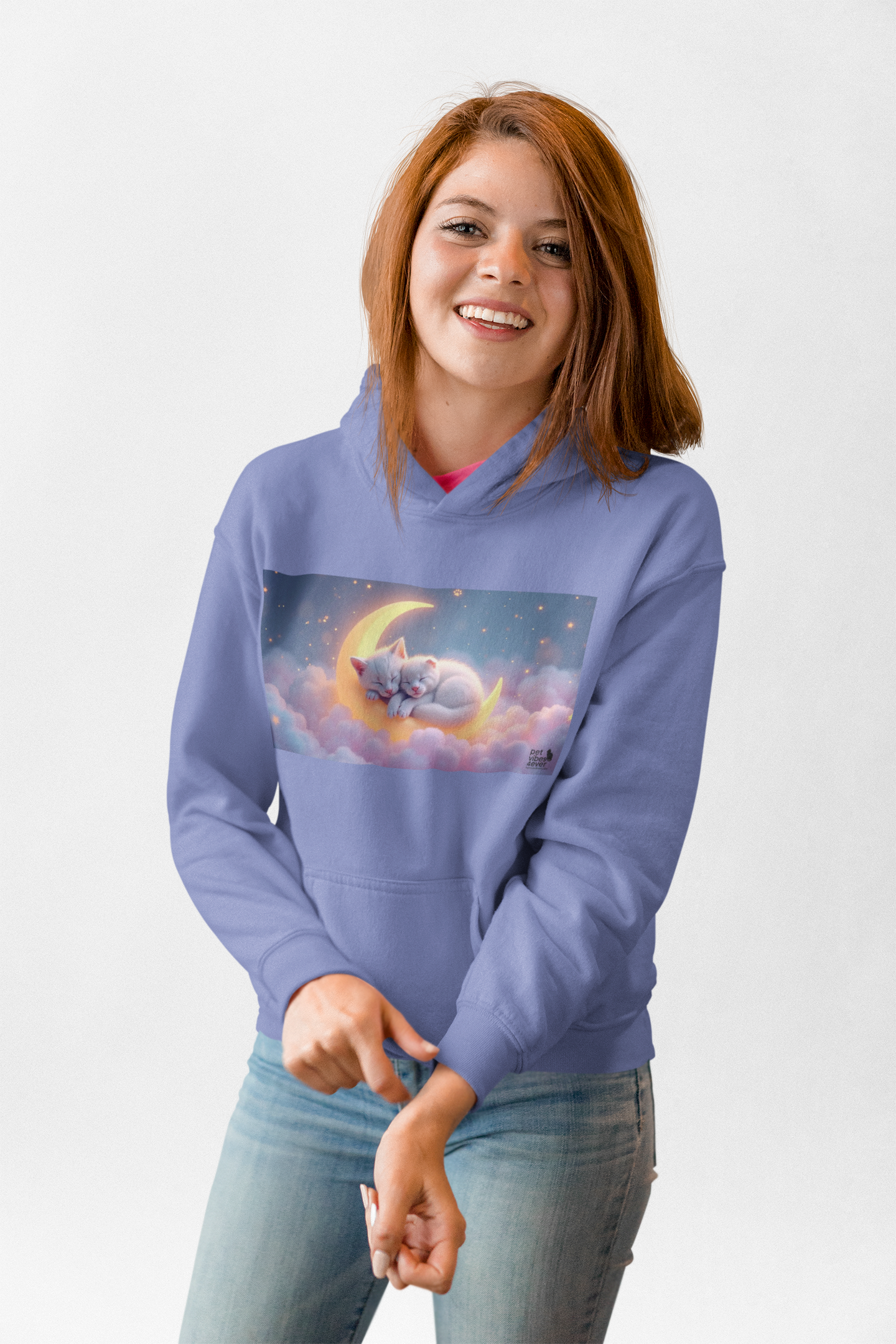 Dreamy Cat Hoodie, Cozy Unisex Hoodie, Cute Hoodie for Cat Lovers, Stylish Gift for Her, Relaxed Fashion for Everyday Use