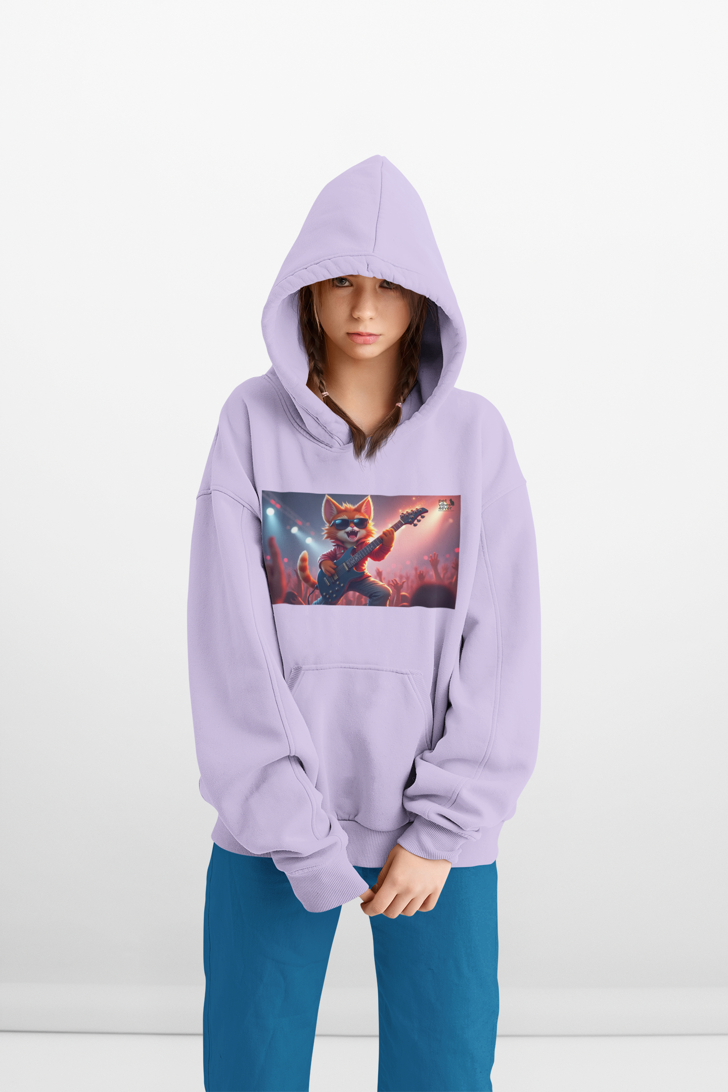 Funky Cat Hoodie - Unisex Heavy Blend Sweatshirt, Cool Graphic Hoodie, Perfect Gift for Cat Lovers, Concert Apparel, Cozy Style