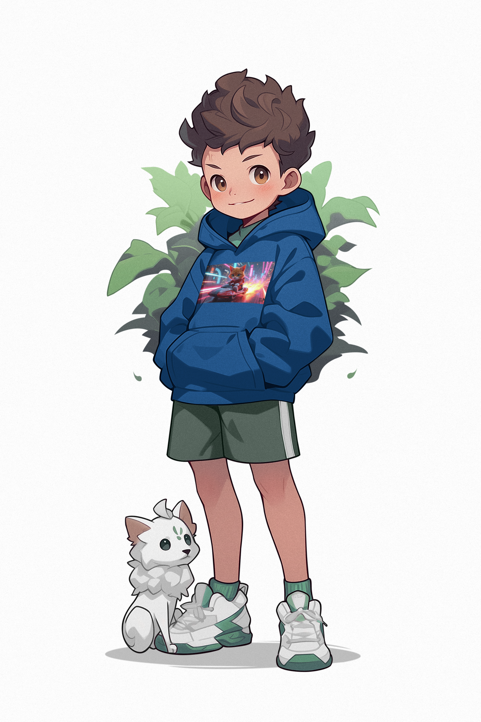 Youth Heavy Blend Hooded Sweatshirt with Cool Cat Design, Perfect for Comics Lovers, Gaming Gear, Birthday Gifts, Casual Wear, Holidays