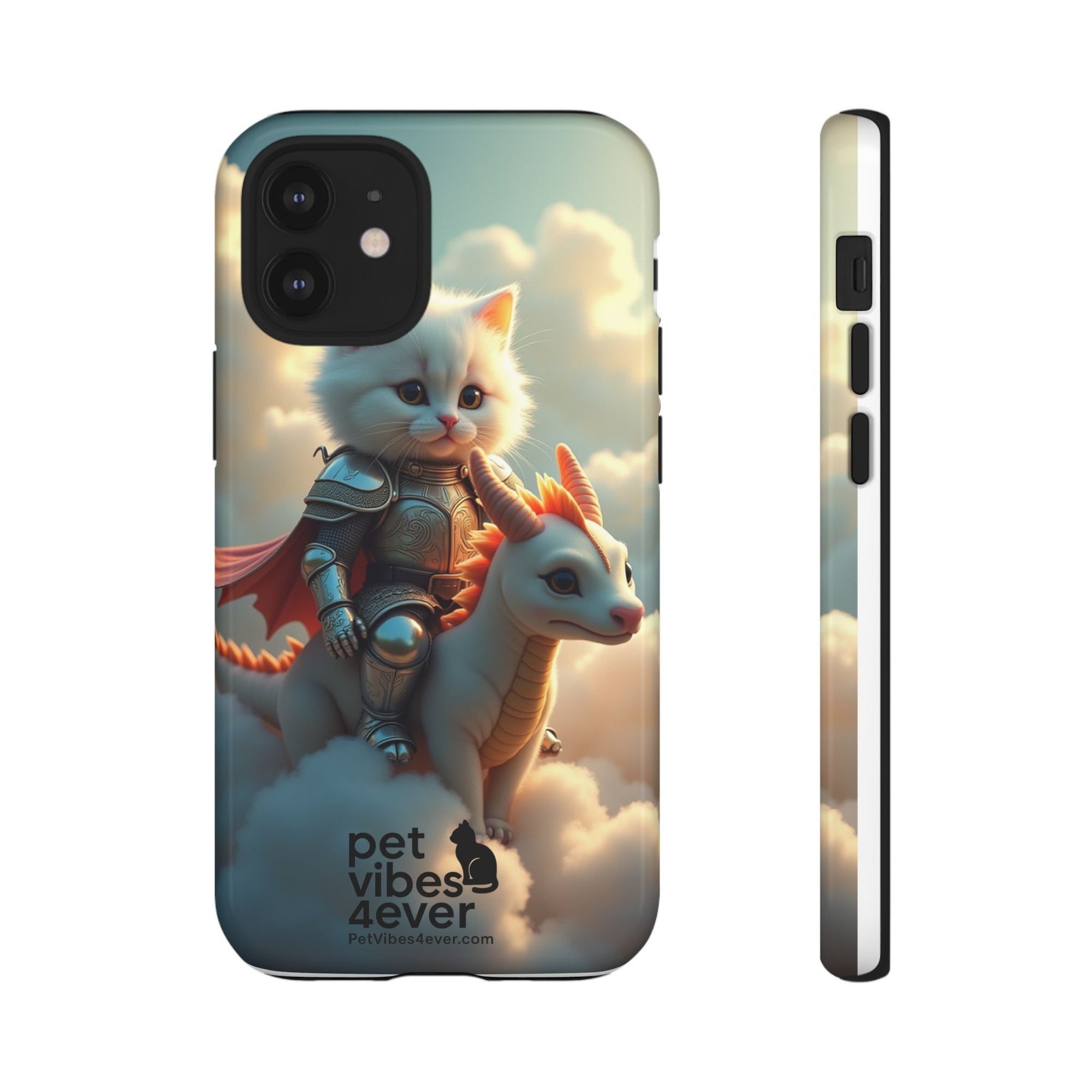 Pet Vibes Phone Case, Cute Cat and Dragon Design, Tough Phone Cover, Gift for Animal Lovers, Unique Pet Themed Accessory
