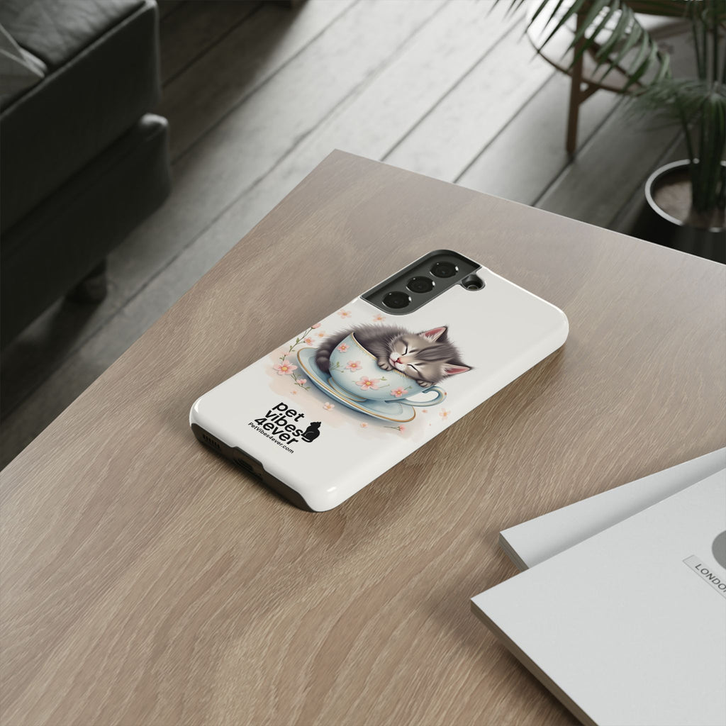 Cute Cat Phone Case, Pet Lover Gift, Soft Kitty Design, Floral Tech Accessory, Unique Animal Case, iPhone Cover, Birthday Present