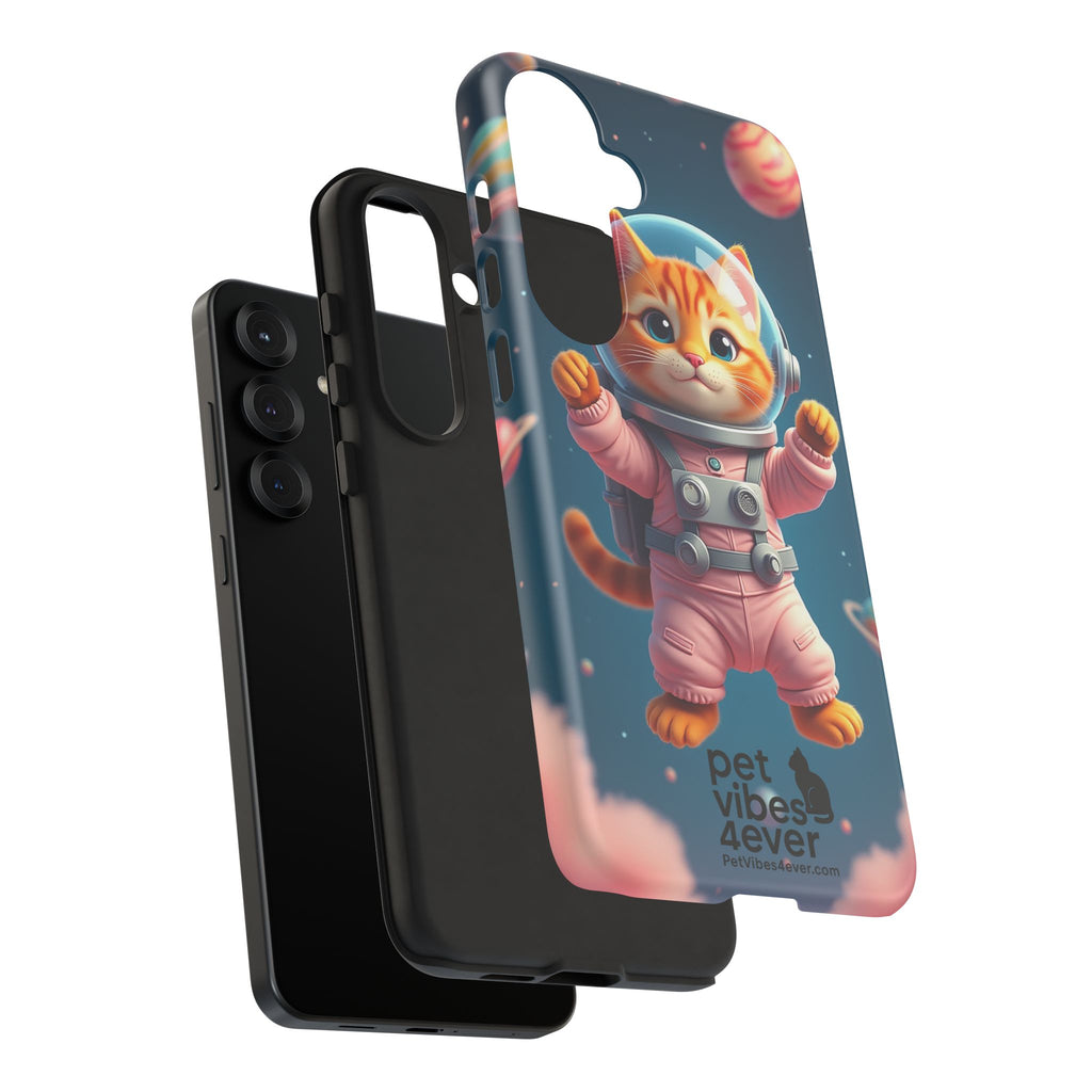 Cute Cat Phone Case, Astronaut Cat Case, Pet Lover Gift, Space Theme Accessories, Galaxy Cat Phone Cover