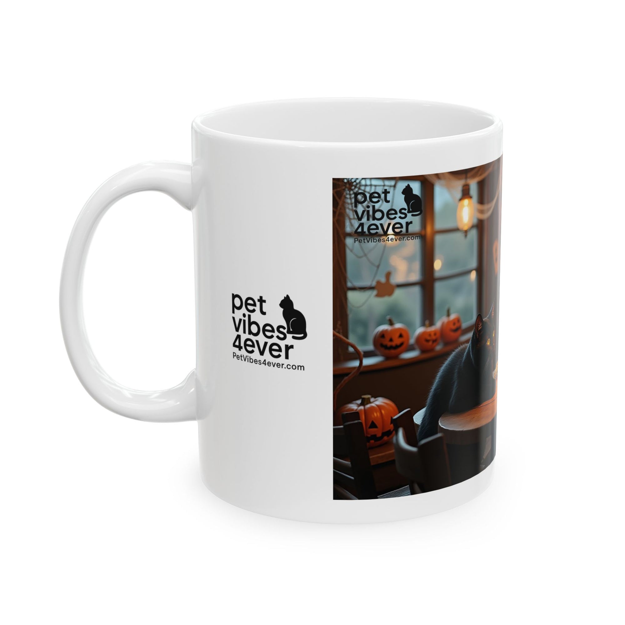 Whimsical Skeleton Cat Mug: Cozy Coffee Cup, Halloween Decor, Gift for Cat Lovers, Unique Kitchenware