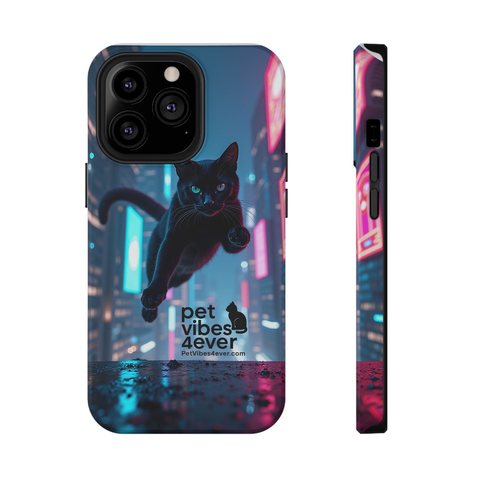 Cat-Themed Phone Case with Pet Vibes Design, Impact-Resistant Phone Case, Gift for Cat Lovers, Cute Pet Merchandise, Stylish Phone Accessory